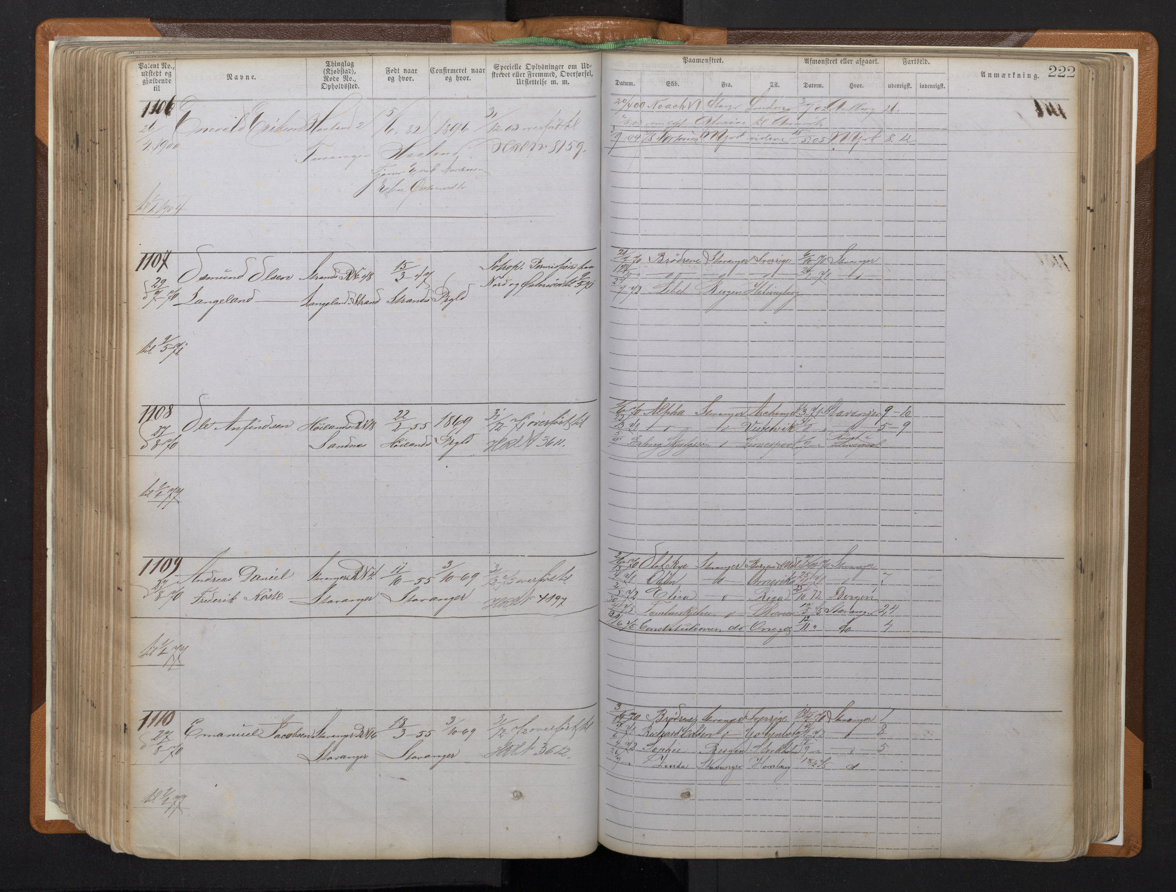 Stavanger sjømannskontor, AV/SAST-A-102006/F/Ff/L0008: Annotasjonsrulle, patentnr. 1-1805 (dublett), 1869-1900, p. 226