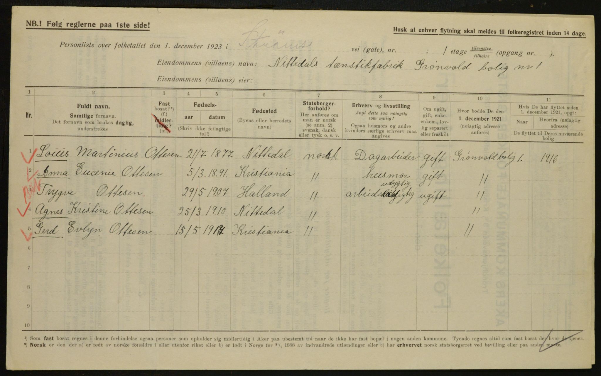 , Municipal Census 1923 for Aker, 1923, p. 31975