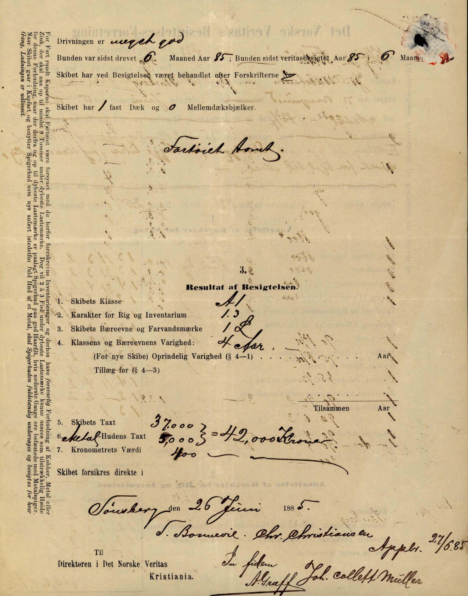 Pa 63 - Østlandske skibsassuranceforening, VEMU/A-1079/G/Ga/L0019/0007: Havaridokumenter / Flora, Foldin, Fix, Flora, Hast, Kvik, Pehr, 1886-1887, p. 13