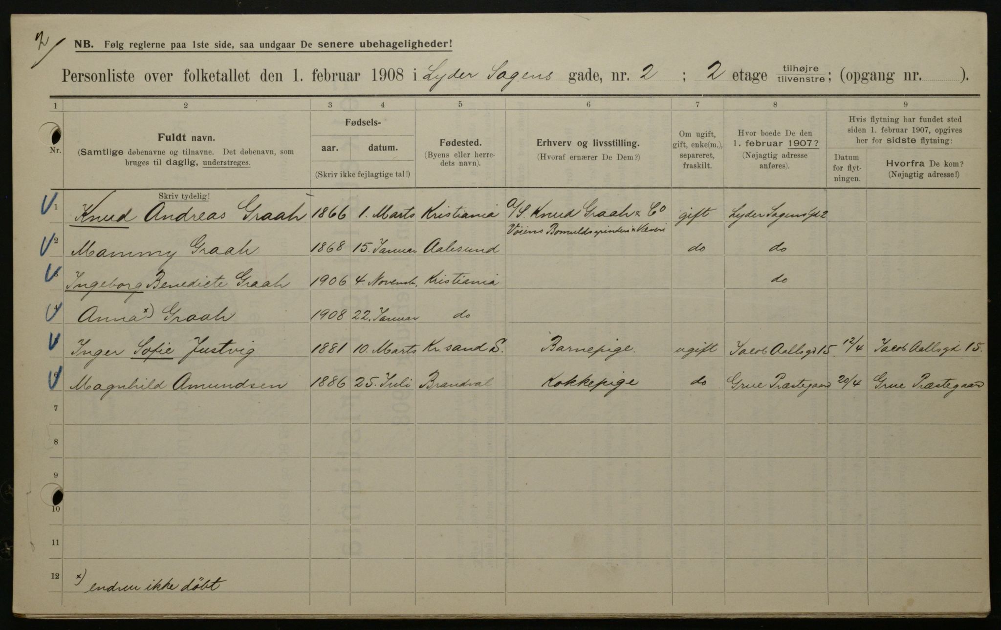 OBA, Municipal Census 1908 for Kristiania, 1908, p. 52333