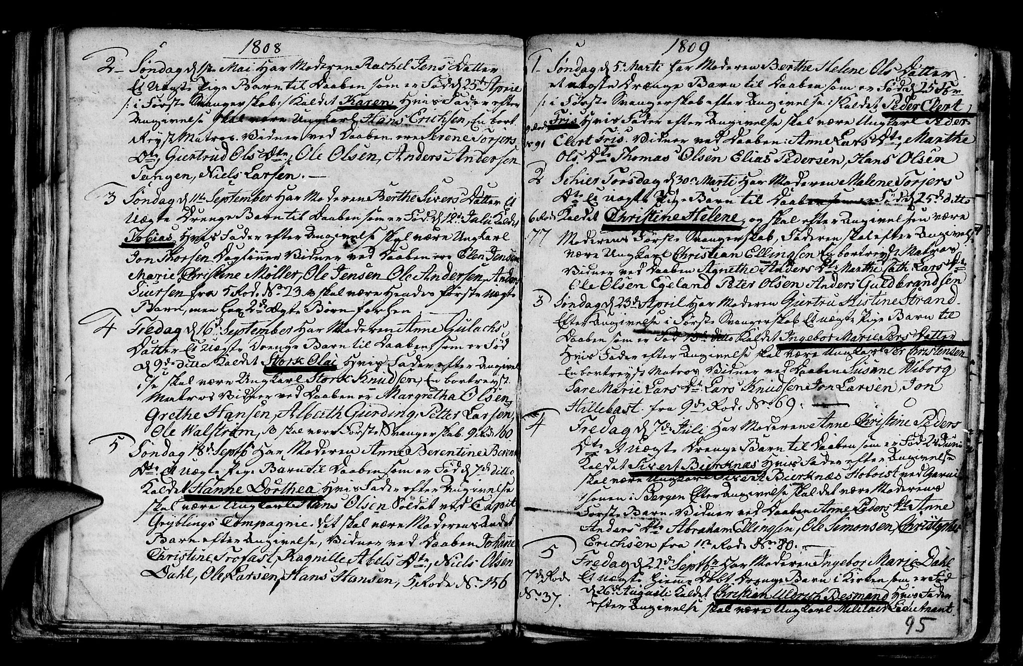 Nykirken Sokneprestembete, AV/SAB-A-77101/H/Haa/L0001: Parish register (official) no. A 1, 1668-1820, p. 95