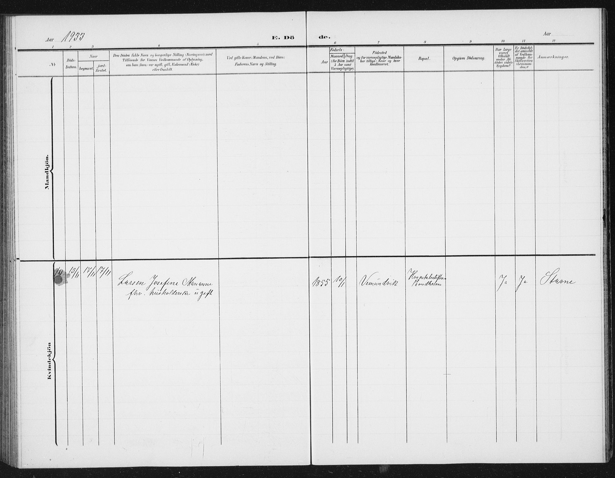 Ministerialprotokoller, klokkerbøker og fødselsregistre - Sør-Trøndelag, AV/SAT-A-1456/623/L0479: Parish register (copy) no. 623C02, 1907-1933