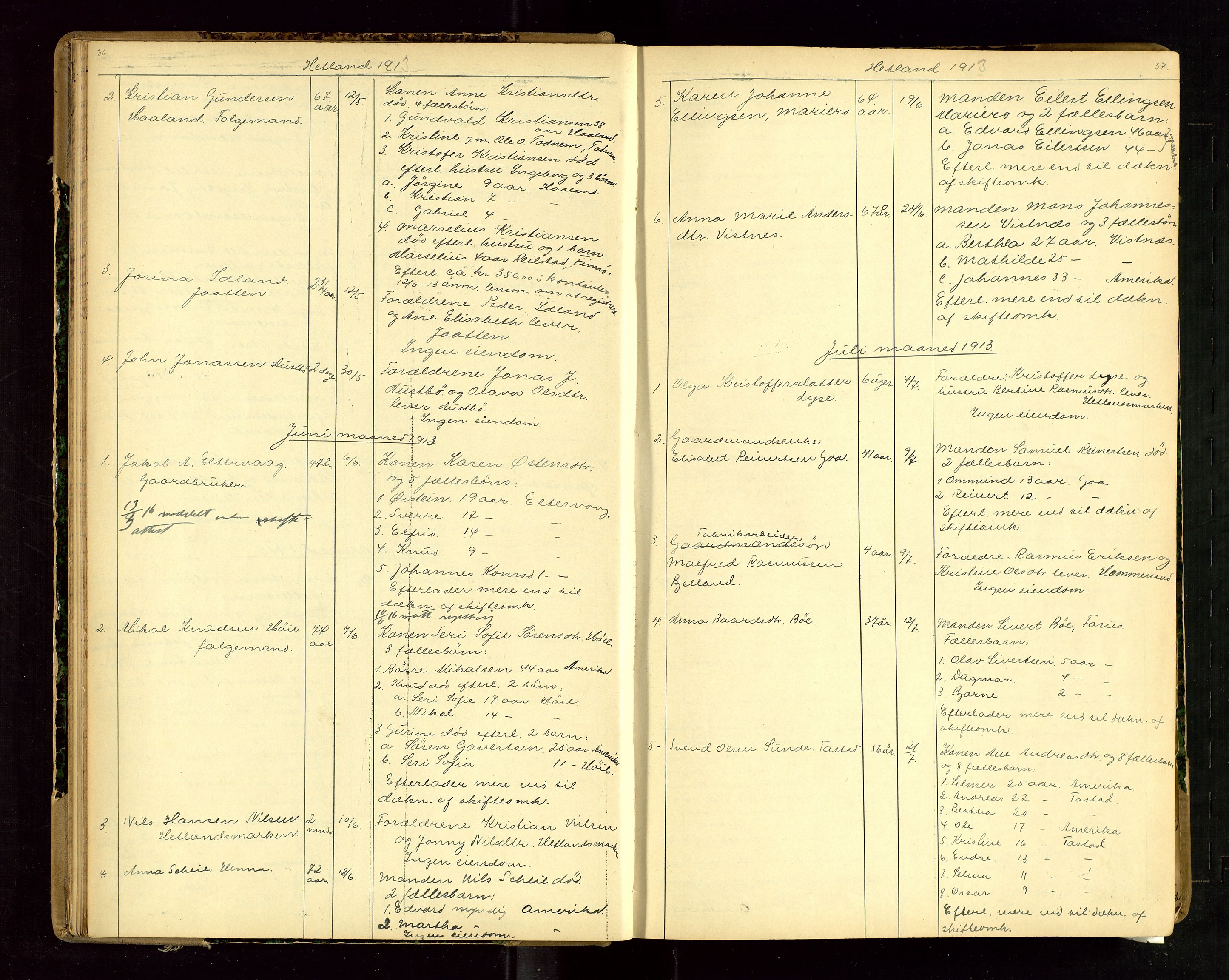 Jæren sorenskriveri, AV/SAST-A-100310/01/5/52/52B/L0003: DØDSFALLPROTOKOLL, 1910-1916, p. 36-37