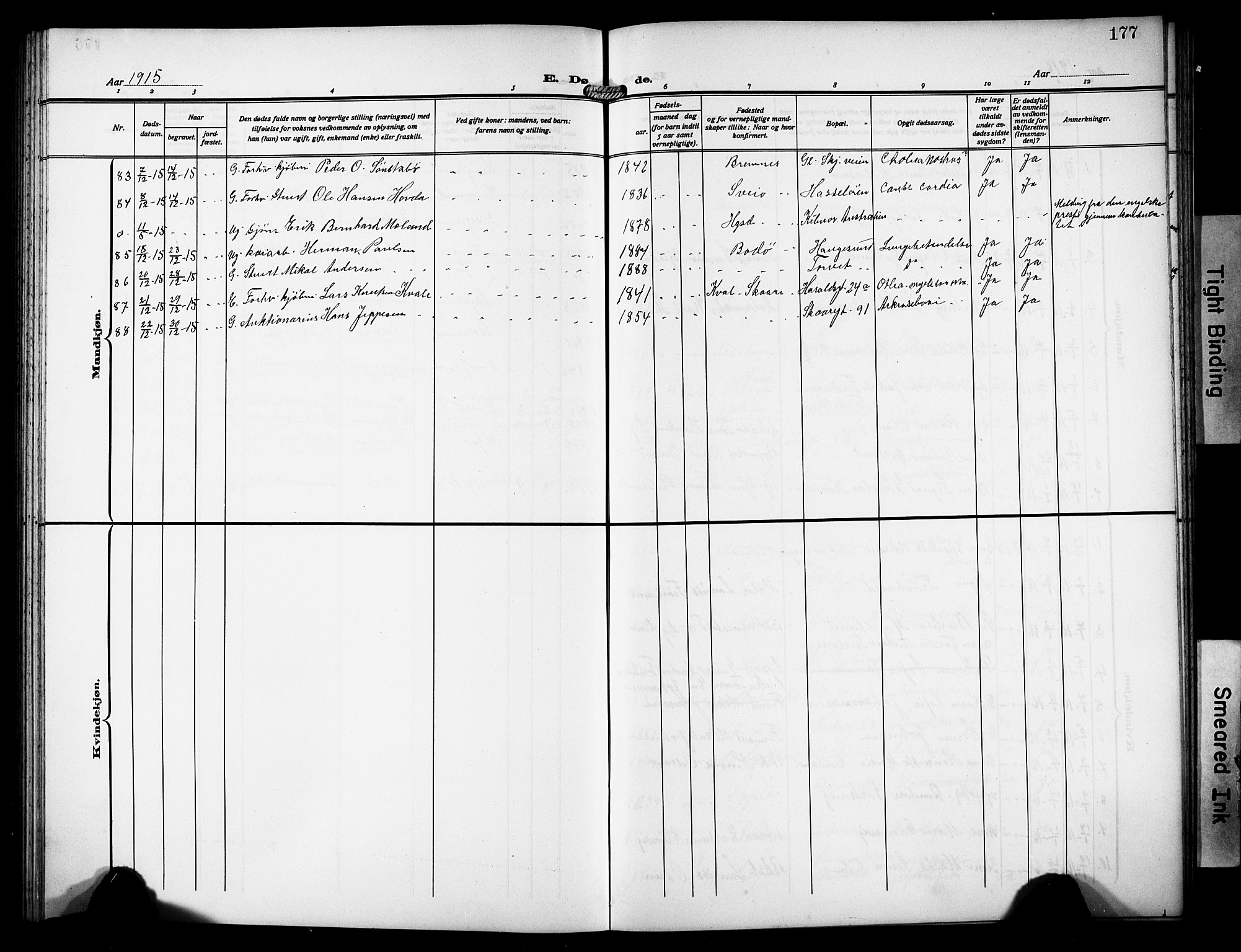 Haugesund sokneprestkontor, AV/SAST-A -101863/H/Ha/Hab/L0008: Parish register (copy) no. B 8, 1909-1921, p. 177