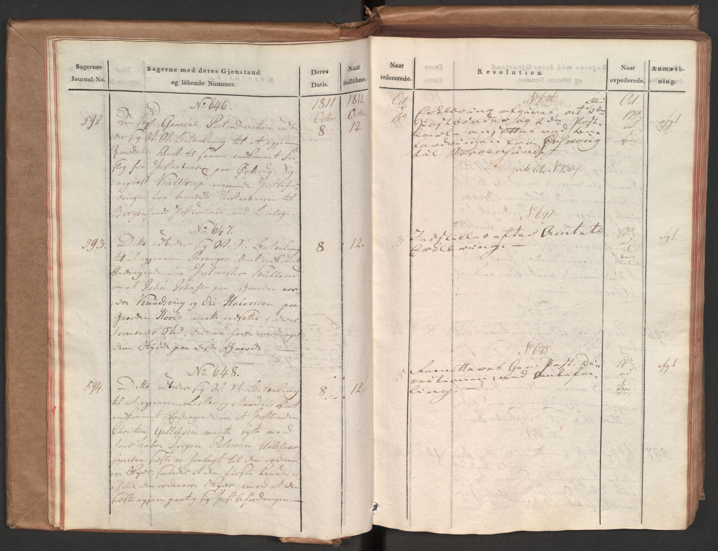 Stattholderembetet 1810-1814, 1. kontor (Kontor A), AV/RA-EA-2872/Aa/L0002: Kollegial referatprotokoll,  j.nr. 565-994,  l.nr. 611-1128, 1811-1812, p. 20