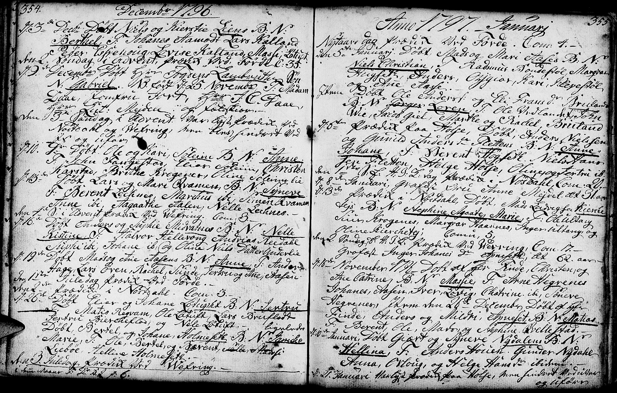 Førde sokneprestembete, SAB/A-79901/H/Haa/Haaa/L0004: Parish register (official) no. A 4, 1781-1803, p. 354-355