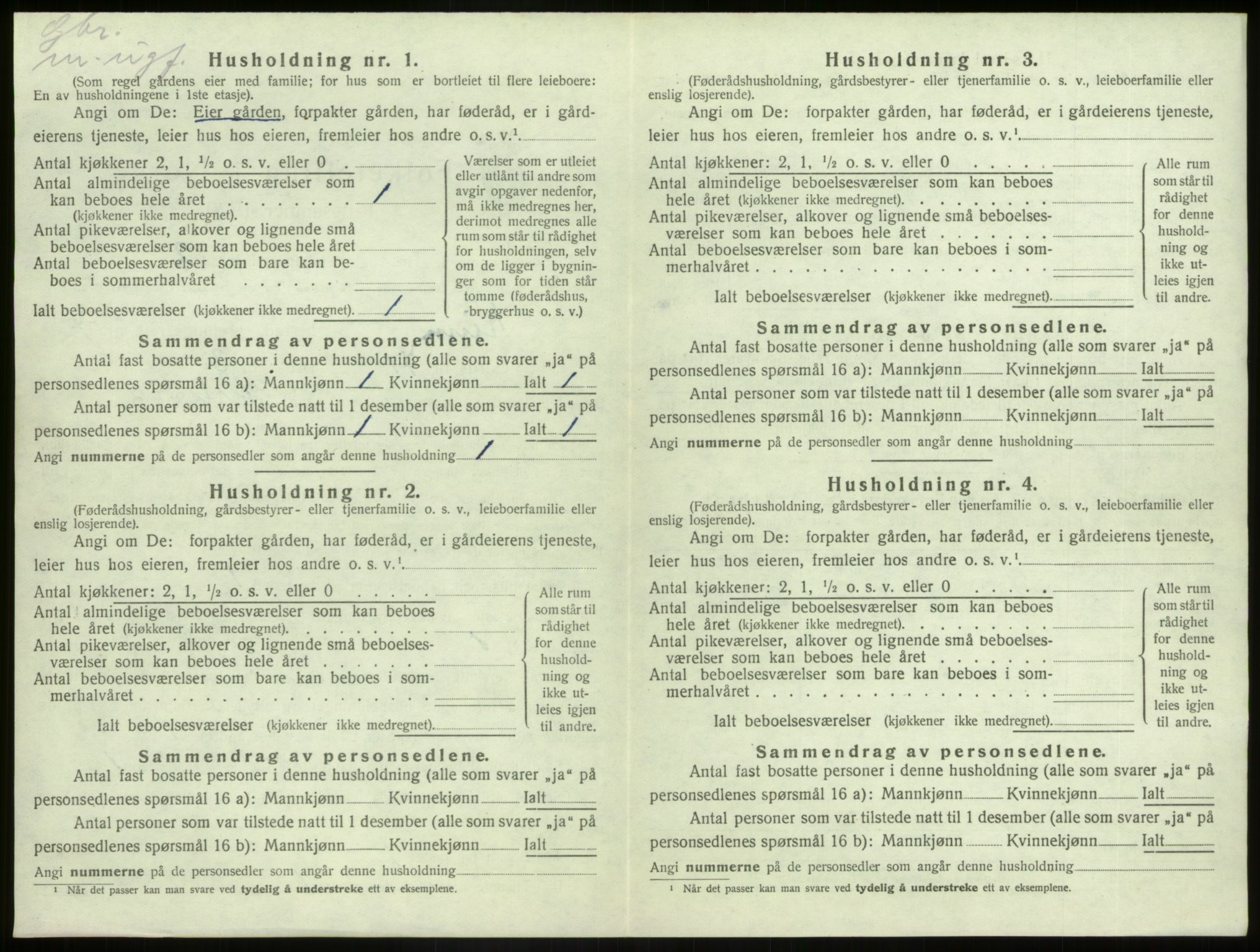 SAB, 1920 census for Kinn, 1920, p. 1219