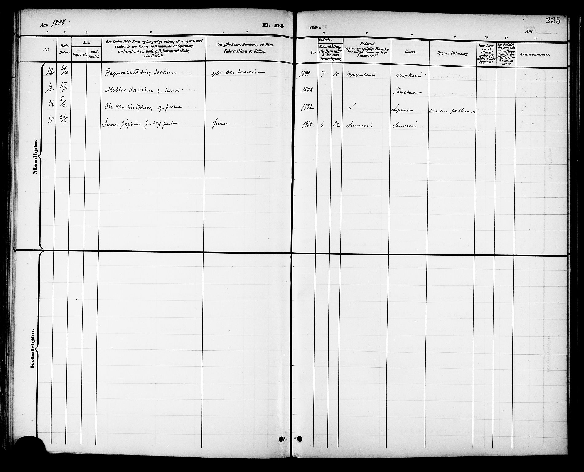 Ministerialprotokoller, klokkerbøker og fødselsregistre - Nordland, AV/SAT-A-1459/882/L1179: Parish register (official) no. 882A01, 1886-1898, p. 235