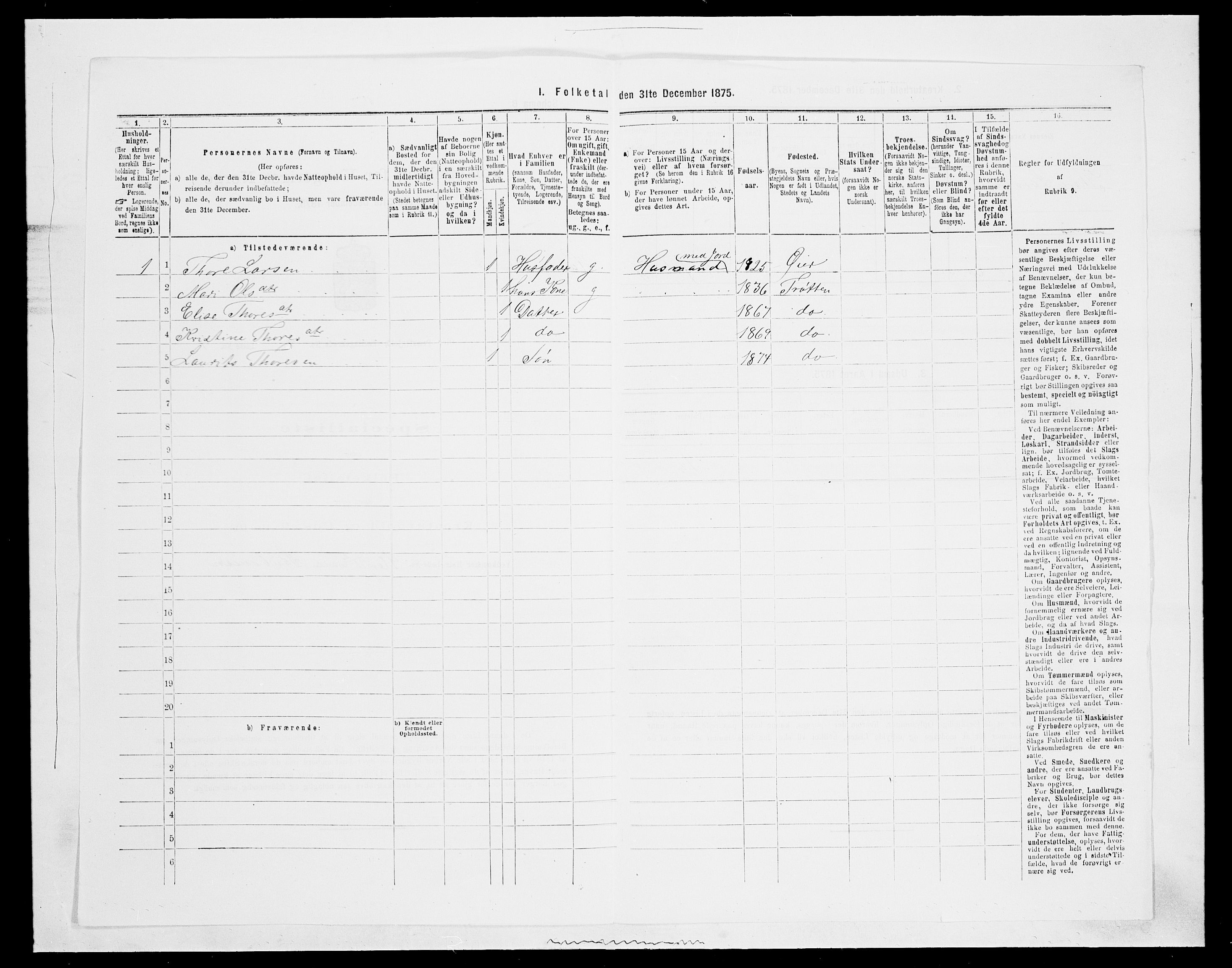 SAH, 1875 census for 0521P Øyer, 1875, p. 741