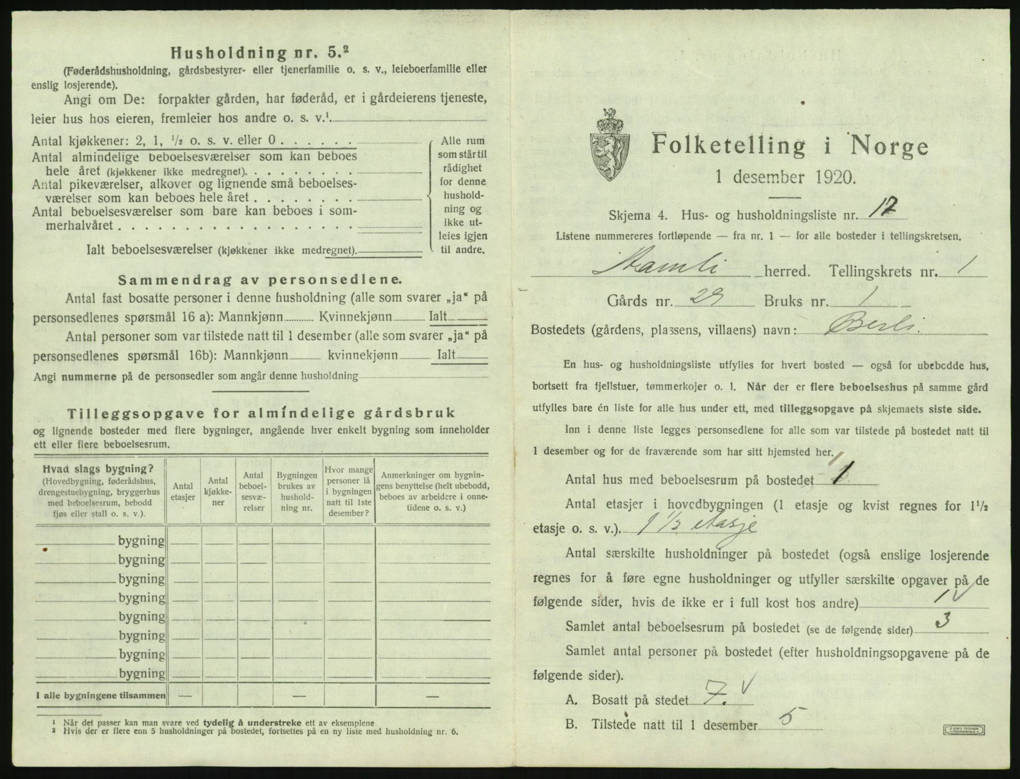 SAK, 1920 census for Åmli, 1920, p. 75