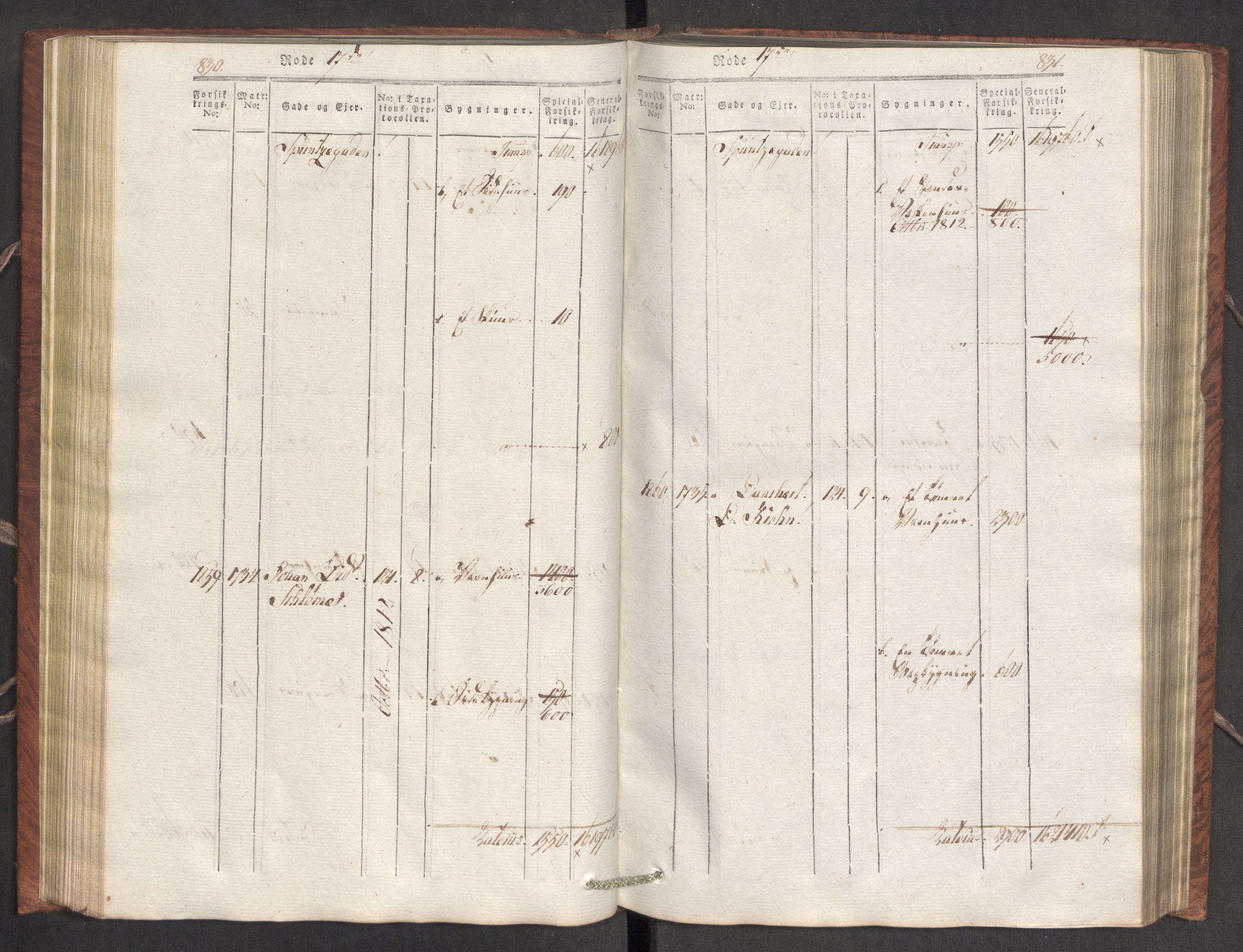 Kommersekollegiet, Brannforsikringskontoret 1767-1814, AV/RA-EA-5458/F/Fa/L0007/0002: Bergen / Branntakstprotokoll, 1807-1817, p. 830-831