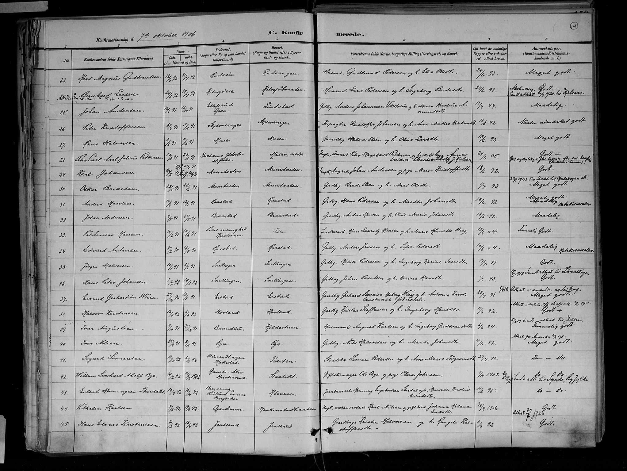 Jevnaker prestekontor, AV/SAH-PREST-116/H/Ha/Haa/L0010: Parish register (official) no. 10, 1891-1906, p. 14