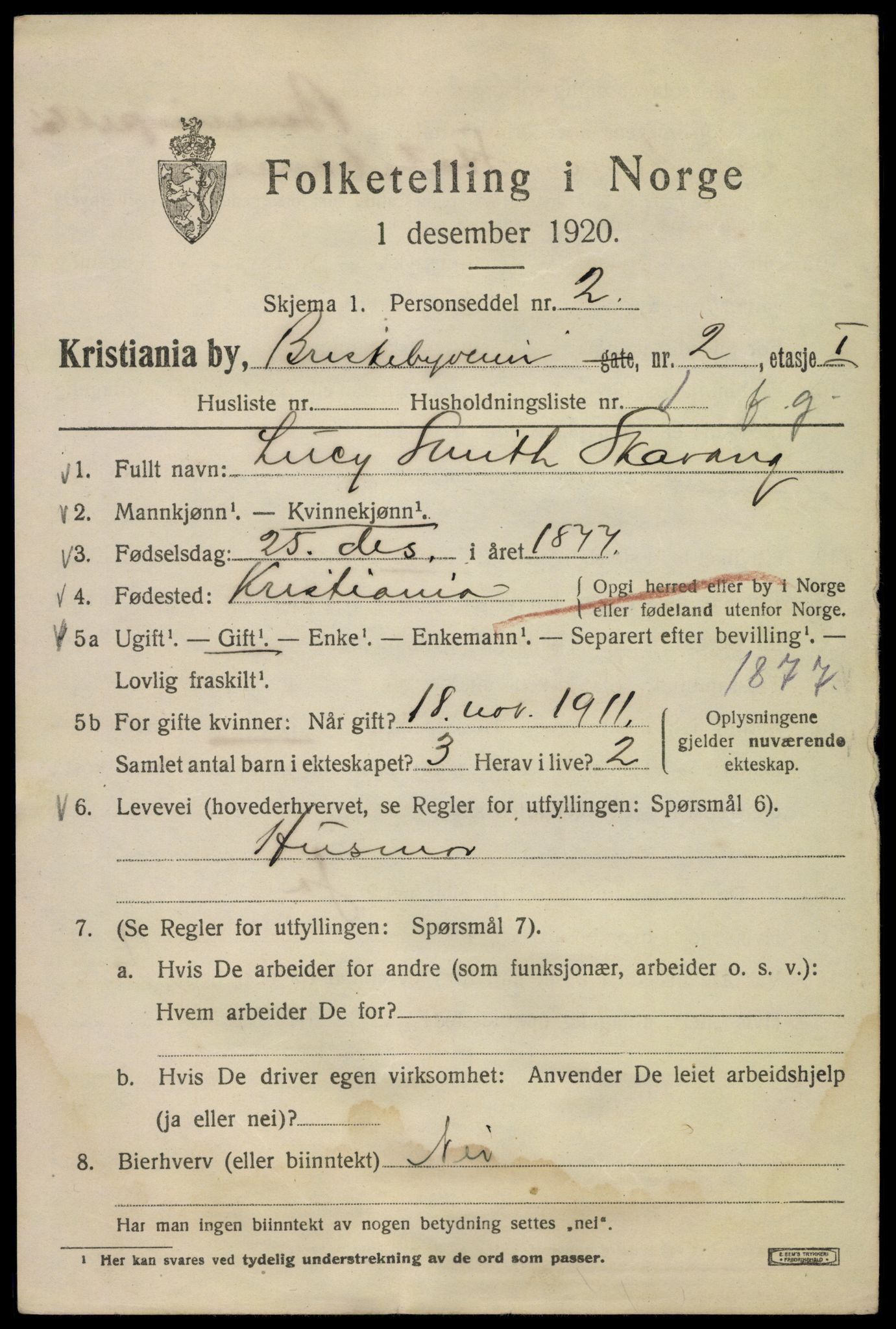 SAO, 1920 census for Kristiania, 1920, p. 173011