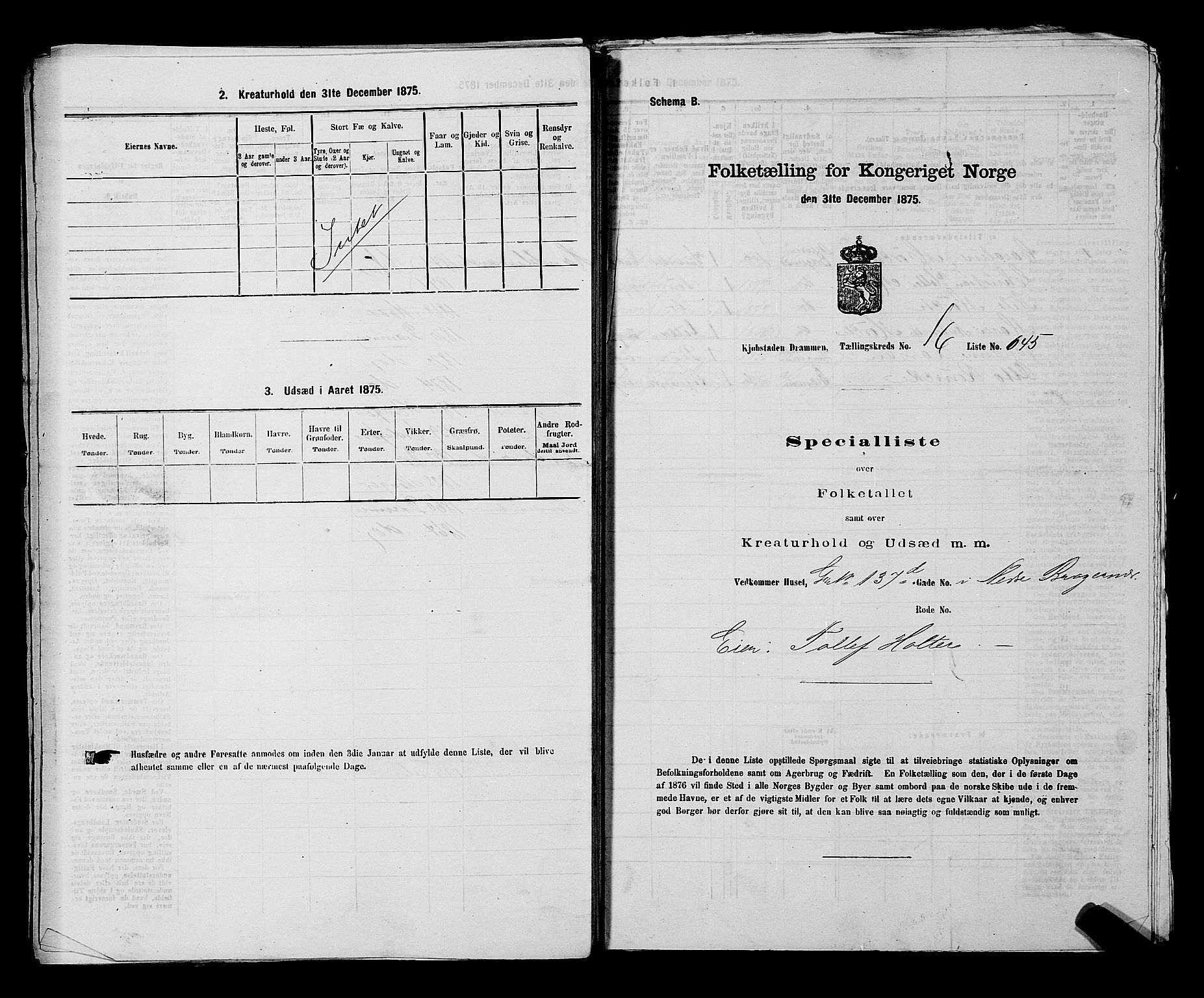 SAKO, 1875 census for 0602 Drammen, 1875, p. 1828