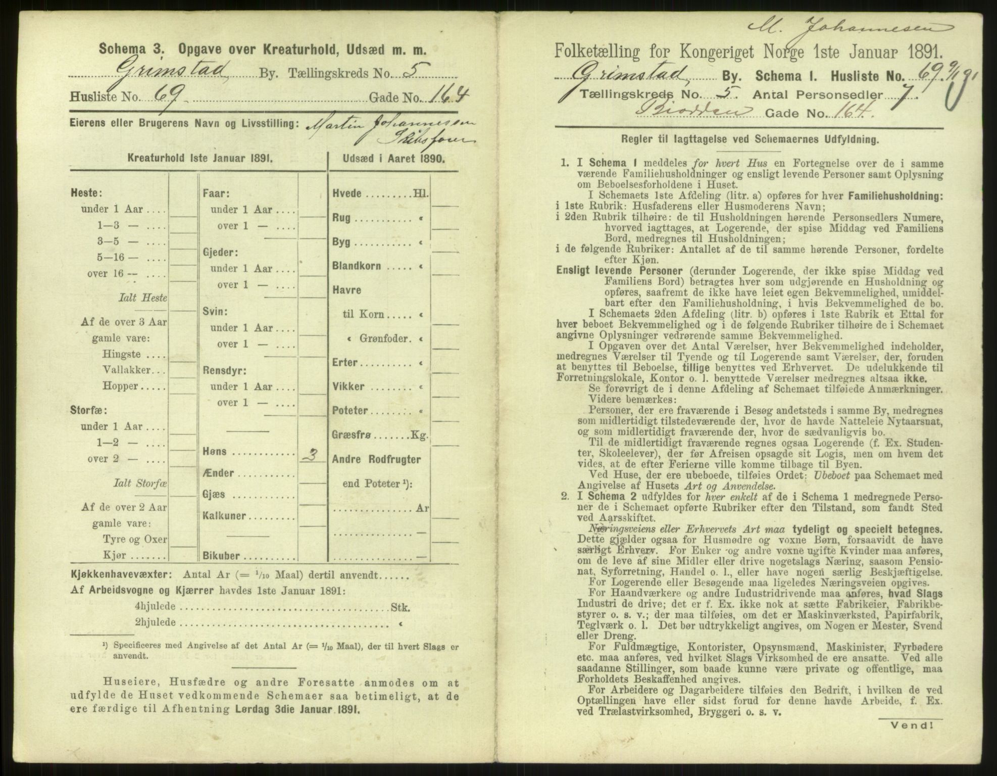 RA, 1891 census for 0904 Grimstad, 1891, p. 706