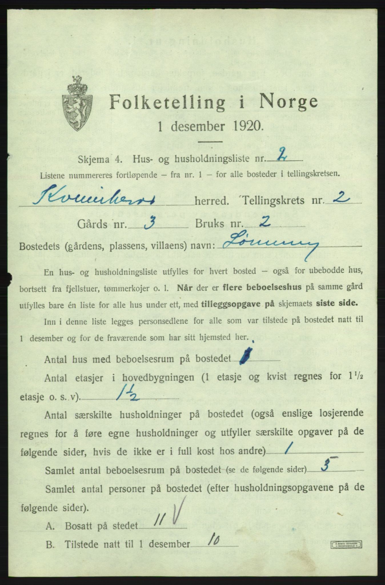 SAB, 1920 census for Kvinnherad, 1920, p. 211