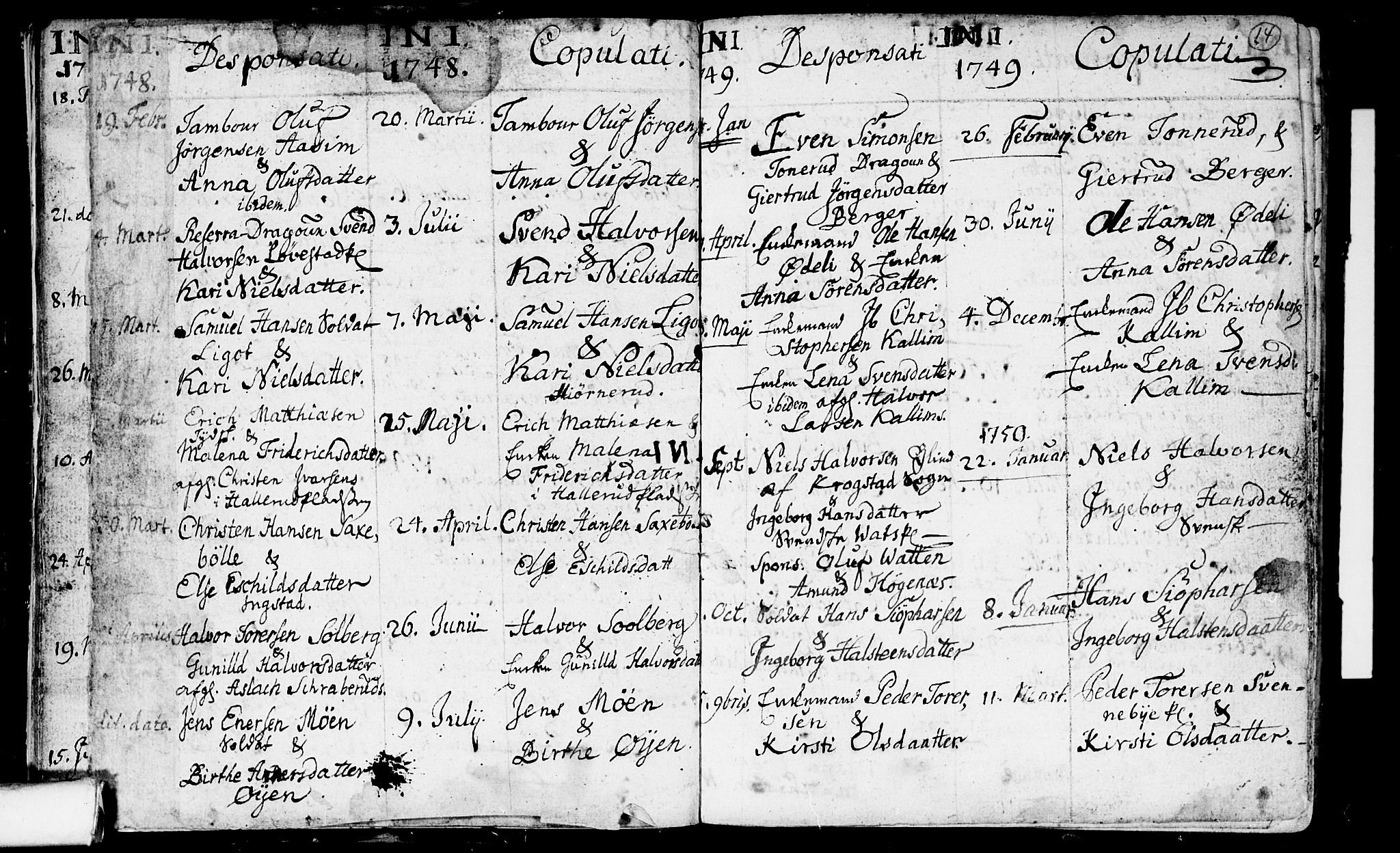 Spydeberg prestekontor Kirkebøker, SAO/A-10924/F/Fa/L0002: Parish register (official) no. I 2, 1739-1780, p. 14