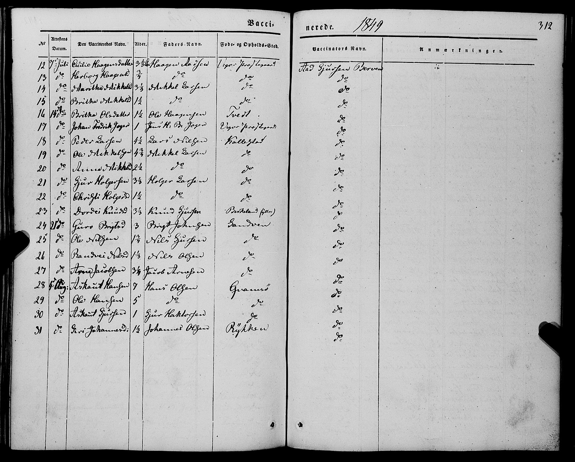 Kvam sokneprestembete, AV/SAB-A-76201/H/Haa: Parish register (official) no. A 8, 1844-1863, p. 312