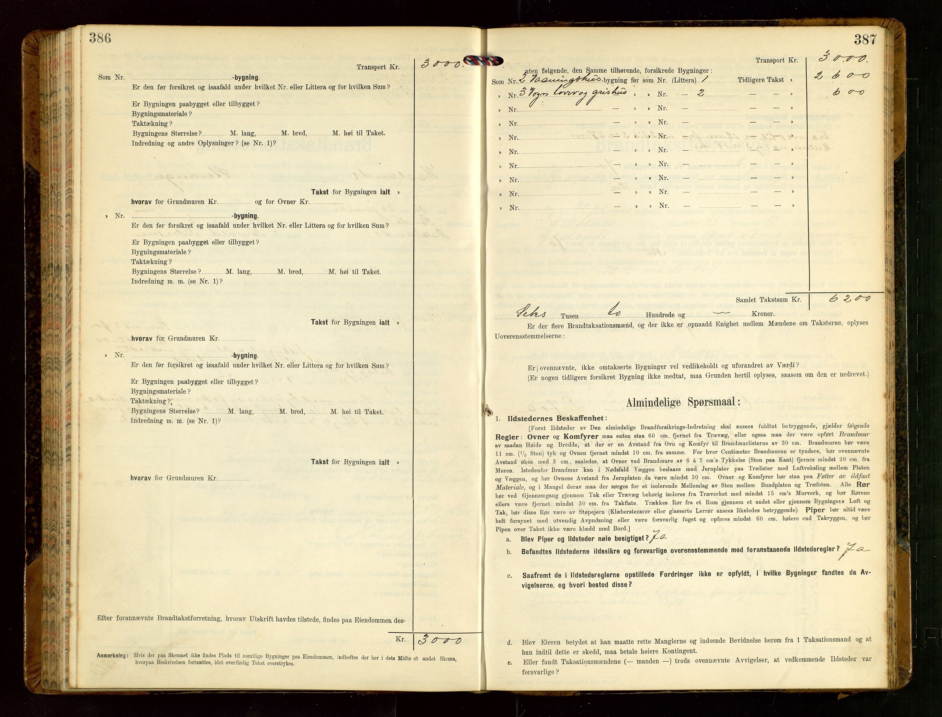 Håland lensmannskontor, AV/SAST-A-100100/Gob/L0004: Branntakstprotokoll - skjematakst. Register i boken., 1913-1915, p. 386-387