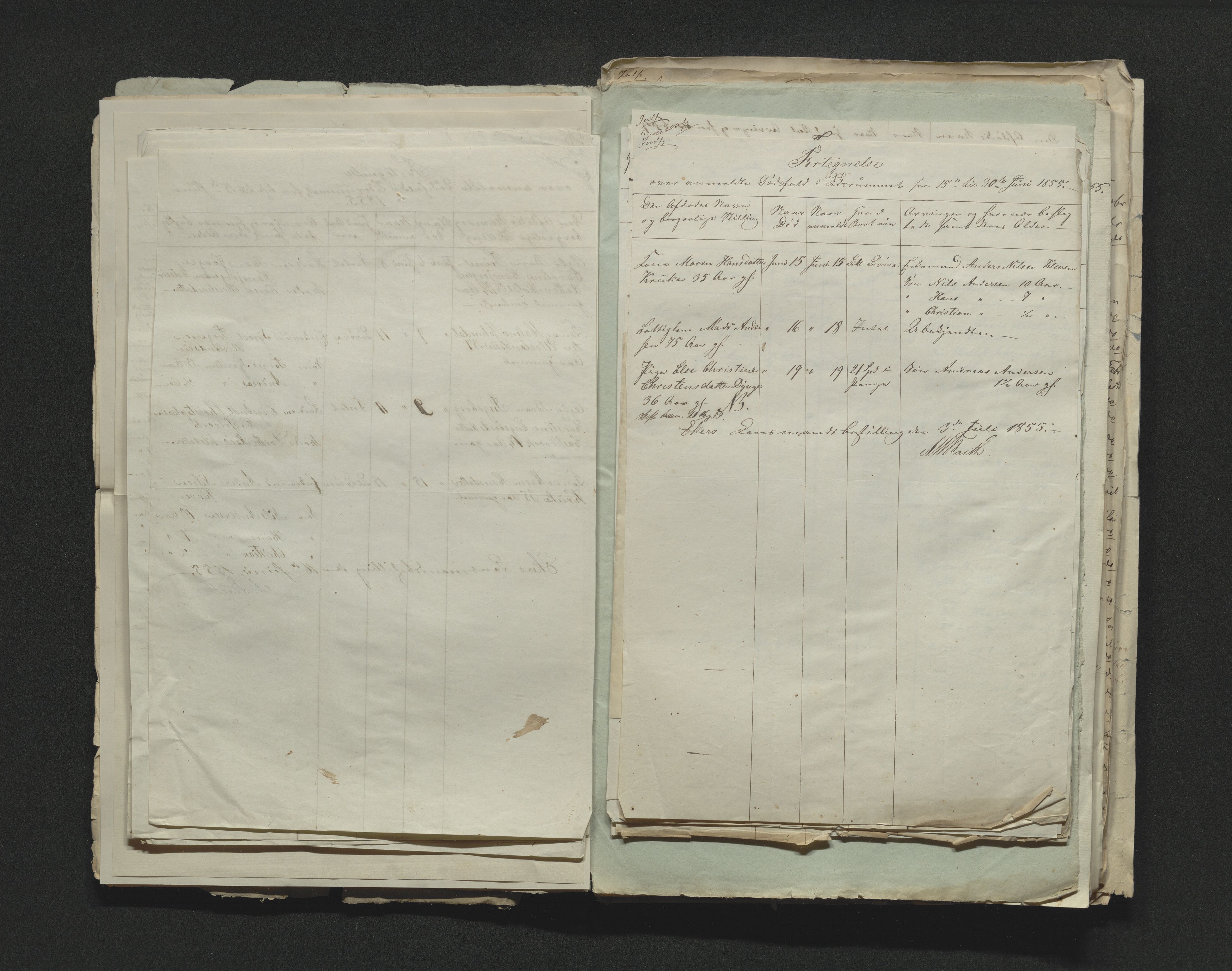 Eiker, Modum og Sigdal sorenskriveri, AV/SAKO-A-123/H/Ha/Hab/L0009: Dødsfallsmeldinger, 1854-1857, p. 156