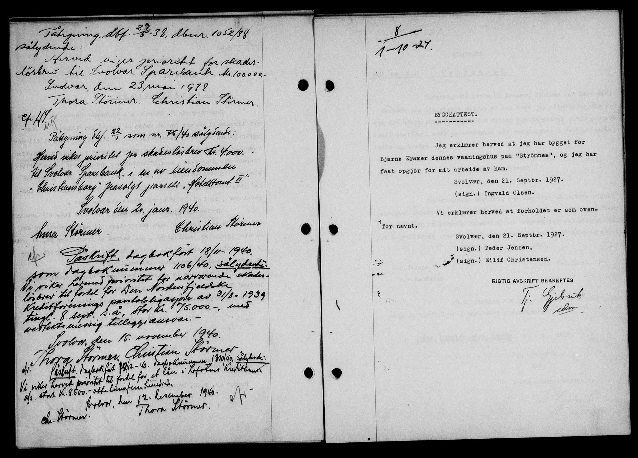 Lofoten sorenskriveri, SAT/A-0017/1/2/2C/L0016b: Mortgage book no. 16b, 1927-1927, Deed date: 01.10.1927