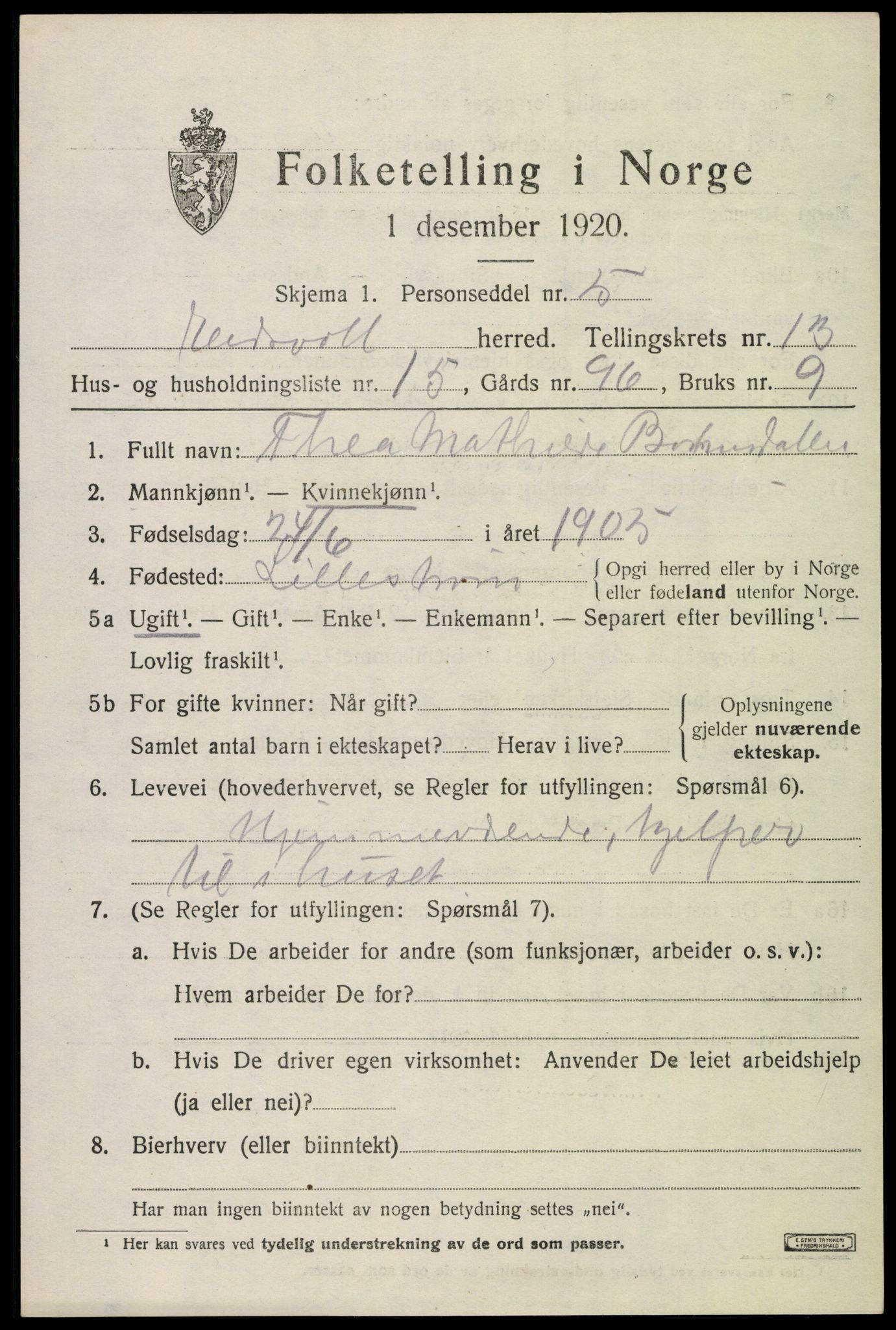 SAO, 1920 census for Eidsvoll, 1920, p. 20131