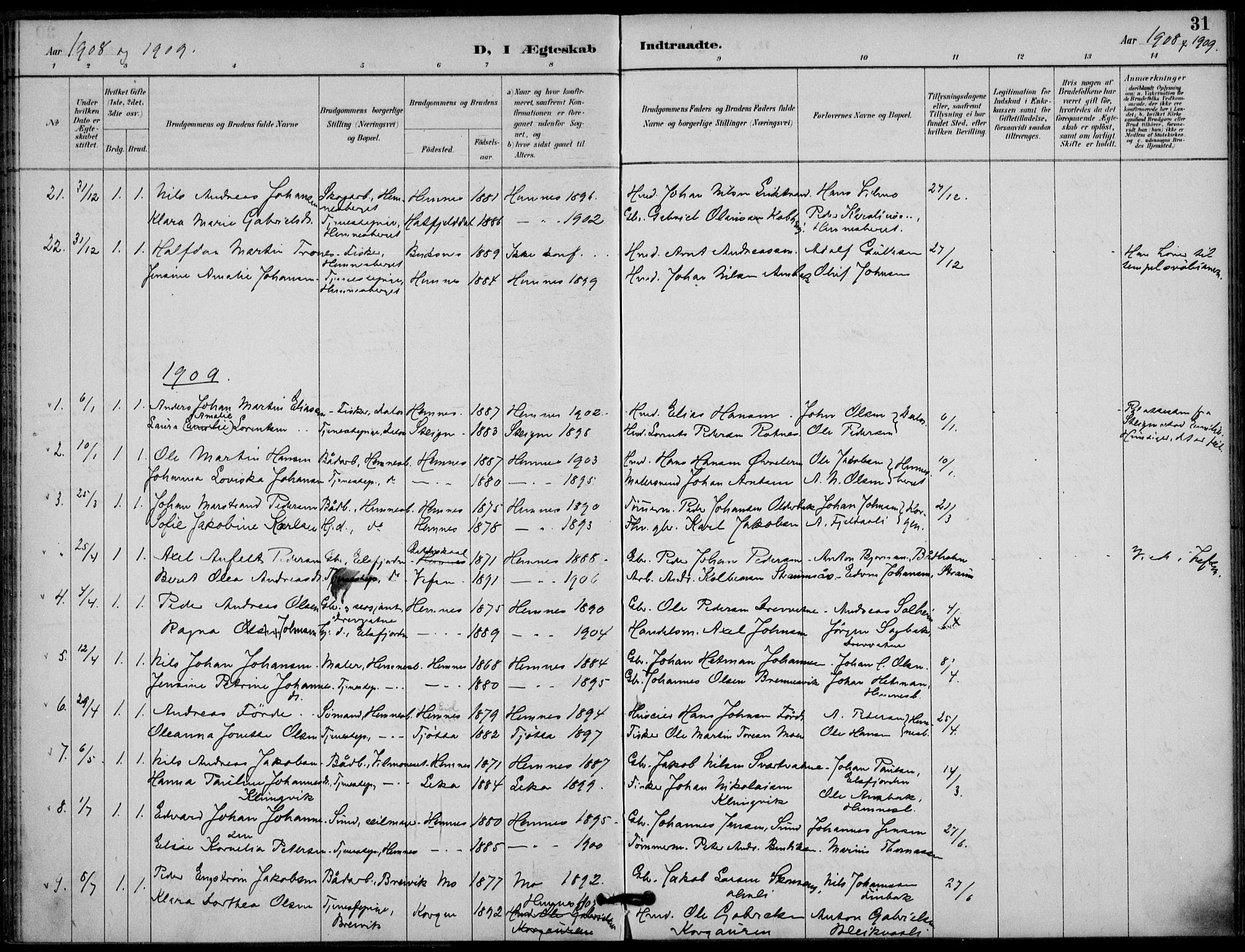 Ministerialprotokoller, klokkerbøker og fødselsregistre - Nordland, SAT/A-1459/825/L0363: Parish register (official) no. 825A17, 1890-1909, p. 31
