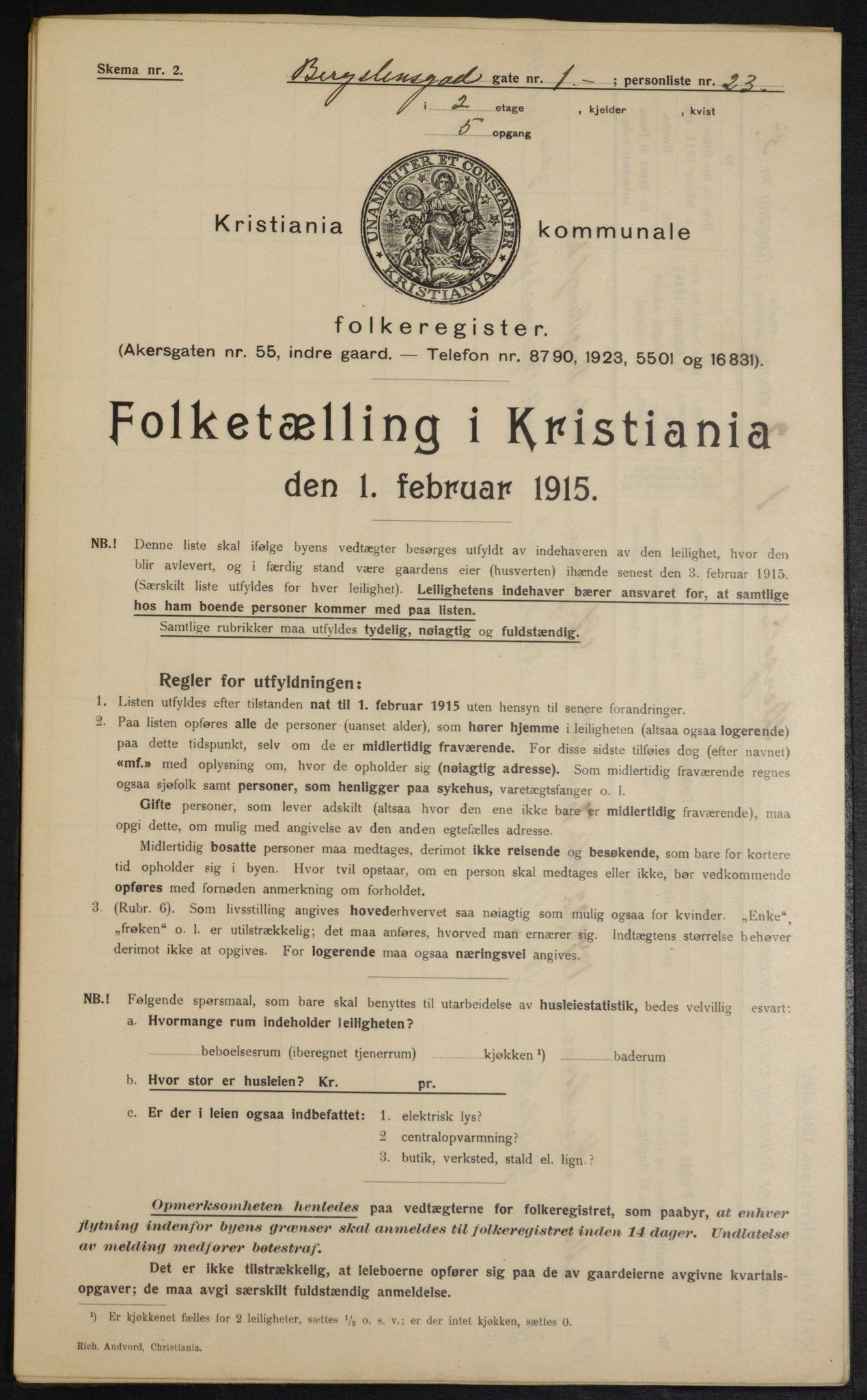 OBA, Municipal Census 1915 for Kristiania, 1915, p. 4060