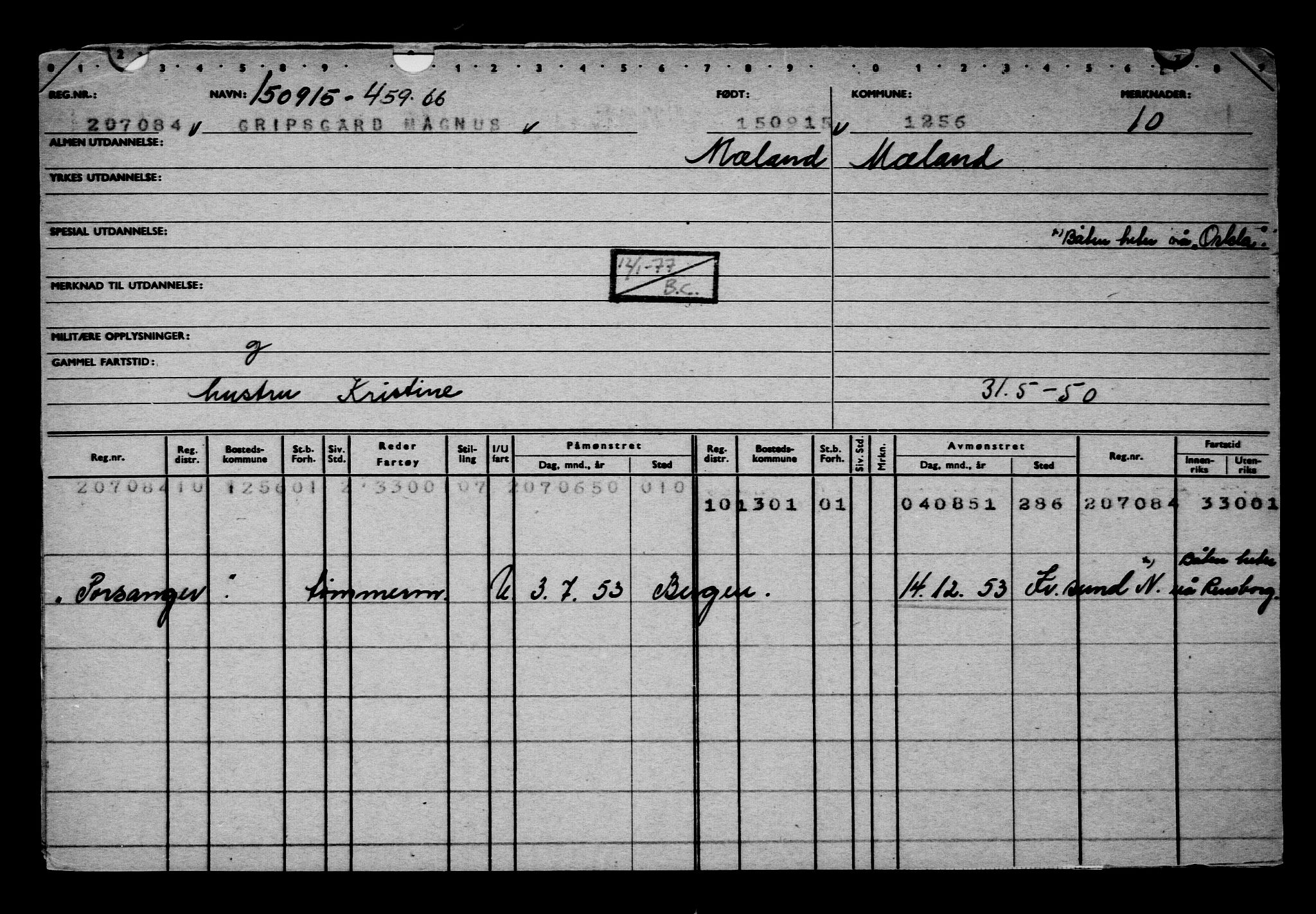 Direktoratet for sjømenn, AV/RA-S-3545/G/Gb/L0133: Hovedkort, 1915, p. 87