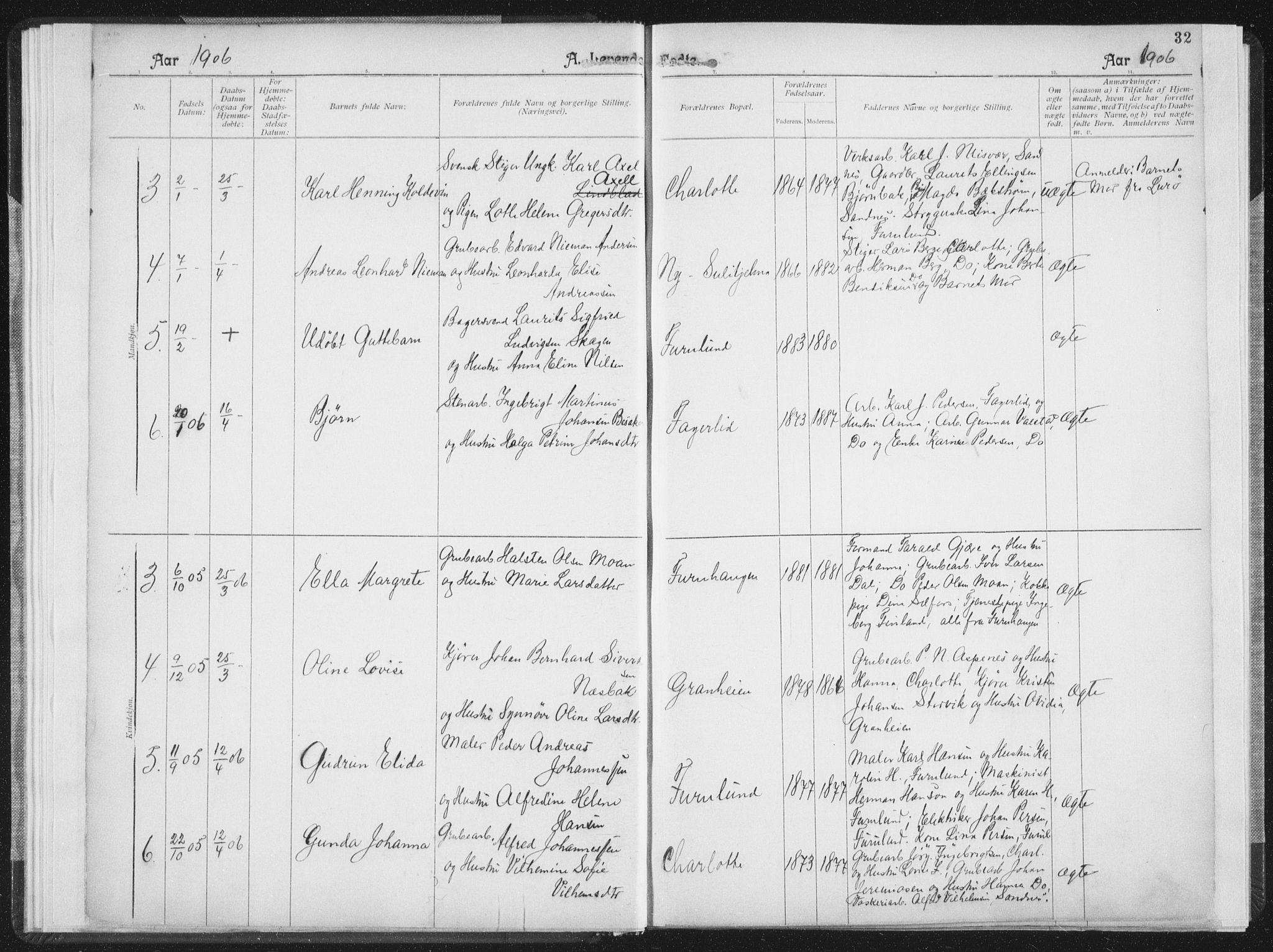 Ministerialprotokoller, klokkerbøker og fødselsregistre - Nordland, SAT/A-1459/850/L0711: Curate's parish register no. 850B01, 1902-1915, p. 32