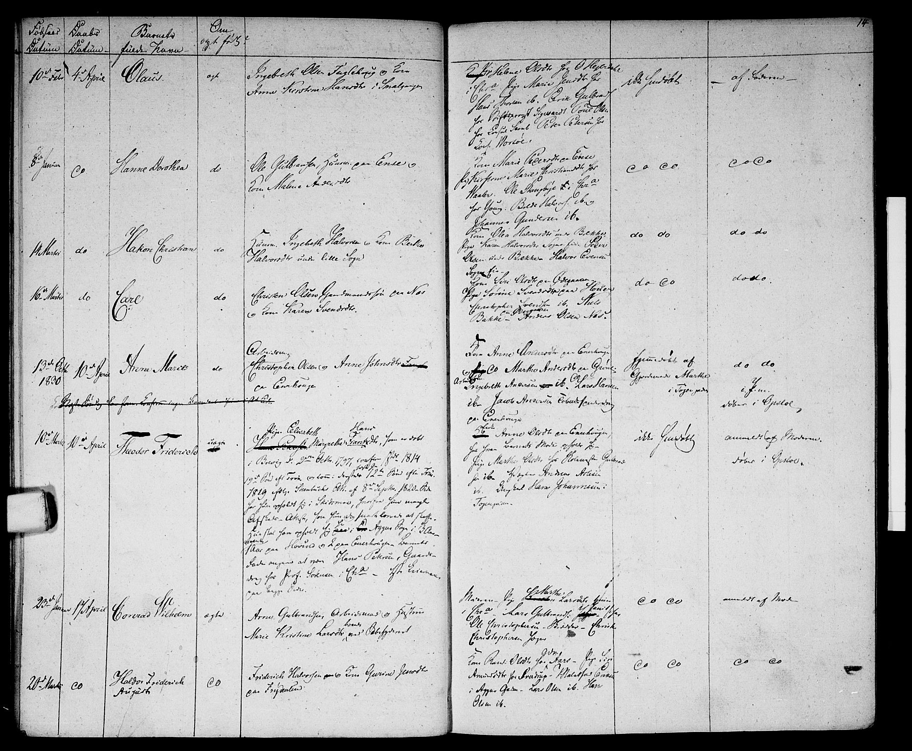 Aker prestekontor kirkebøker, AV/SAO-A-10861/G/L0005: Parish register (copy) no. 5, 1830-1831, p. 14