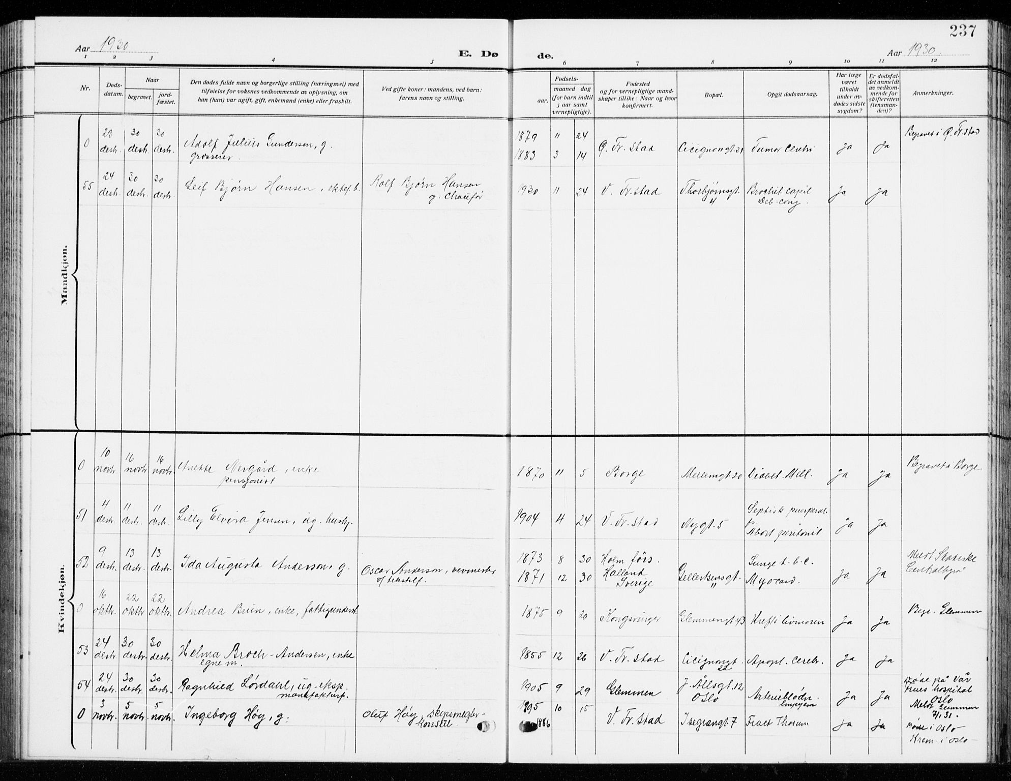 Fredrikstad domkirkes prestekontor Kirkebøker, SAO/A-10906/G/Ga/L0004: Parish register (copy) no. 4, 1910-1944, p. 237
