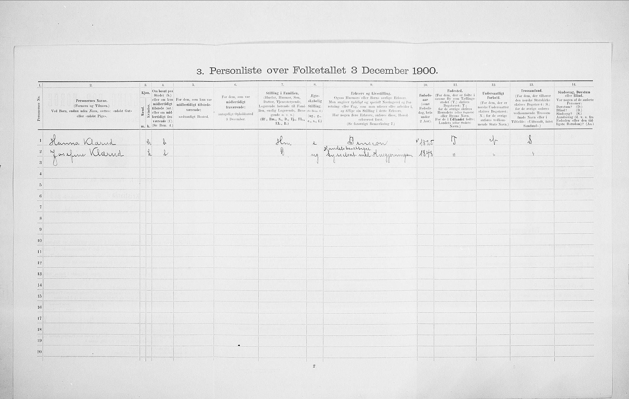 SAO, 1900 census for Kristiania, 1900, p. 97196