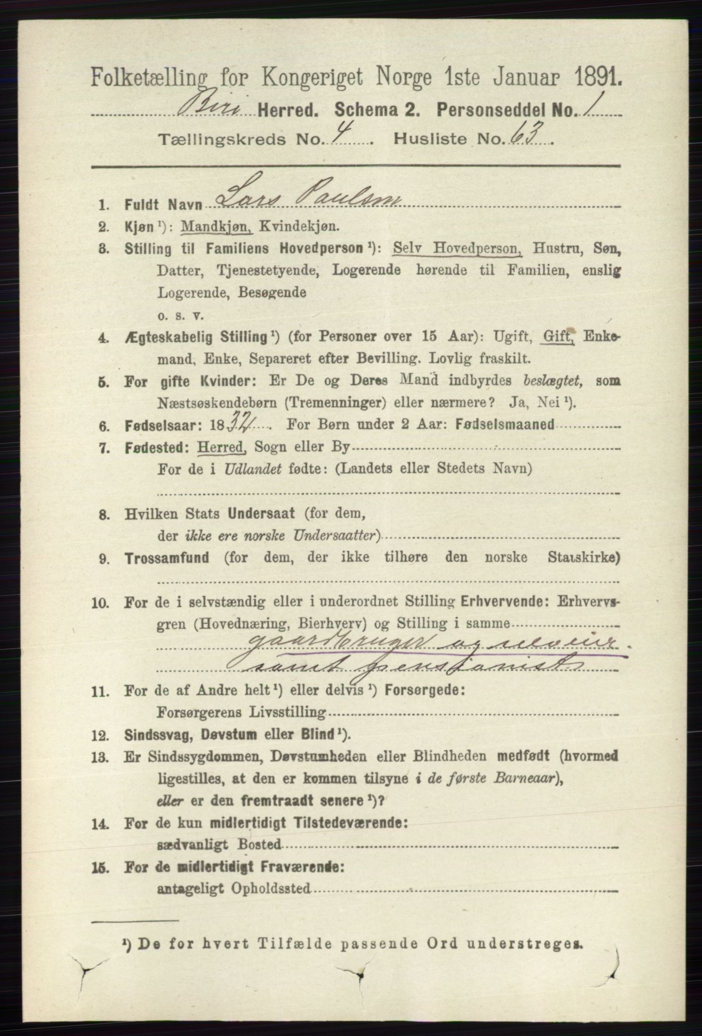 RA, 1891 census for 0525 Biri, 1891, p. 1722