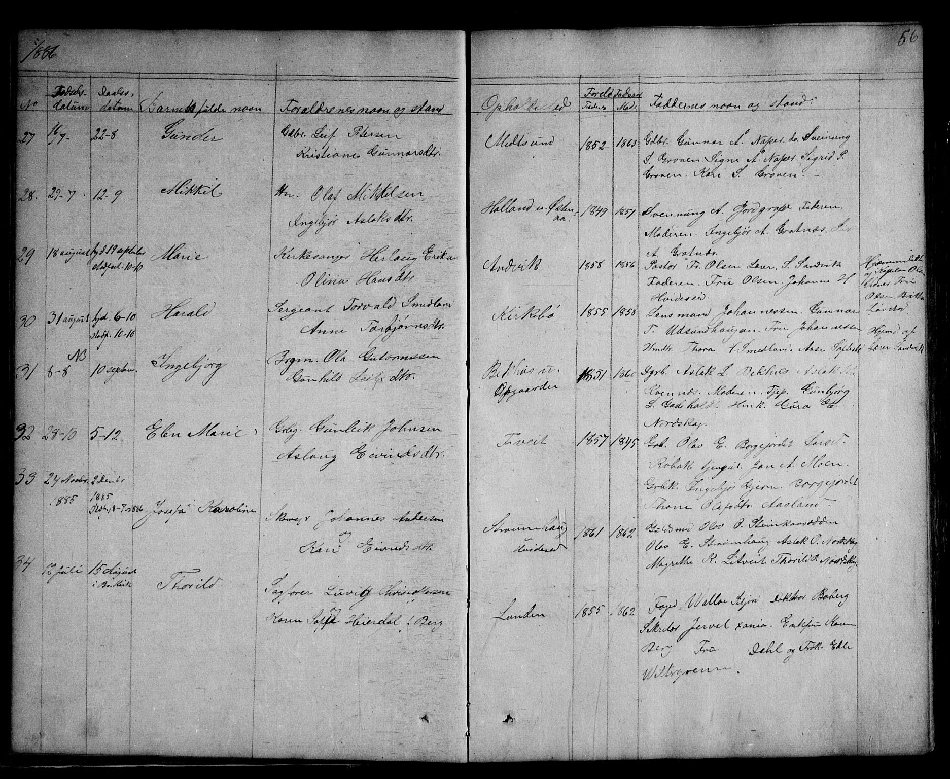 Kviteseid kirkebøker, AV/SAKO-A-276/G/Ga/L0001: Parish register (copy) no. I 1, 1850-1893, p. 56