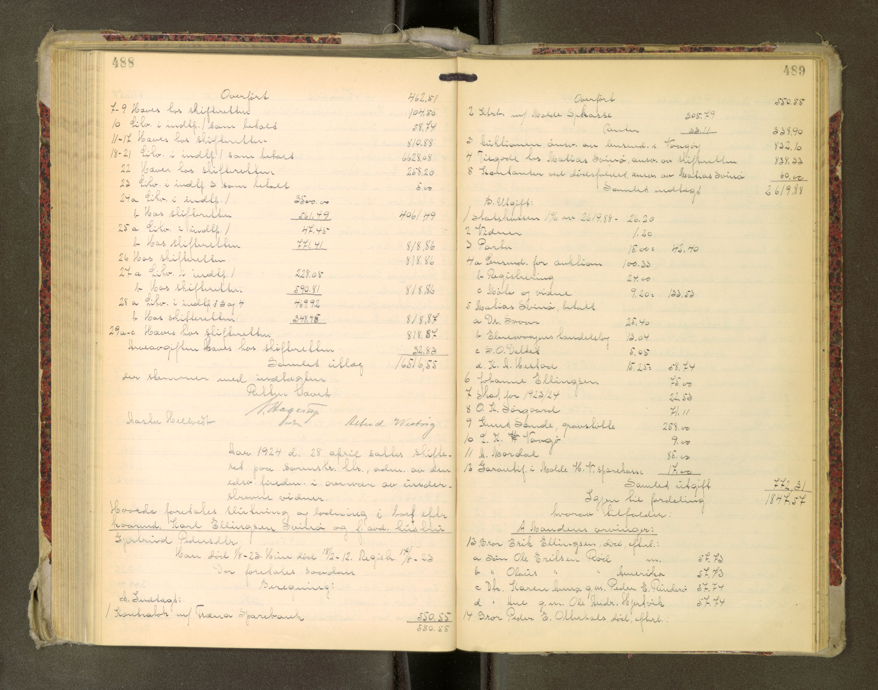 Romsdal sorenskriveri, AV/SAT-A-4149/1/3/3A/L0022: Skifteutlodnings Protokoll, 1920-1924, p. 488-489