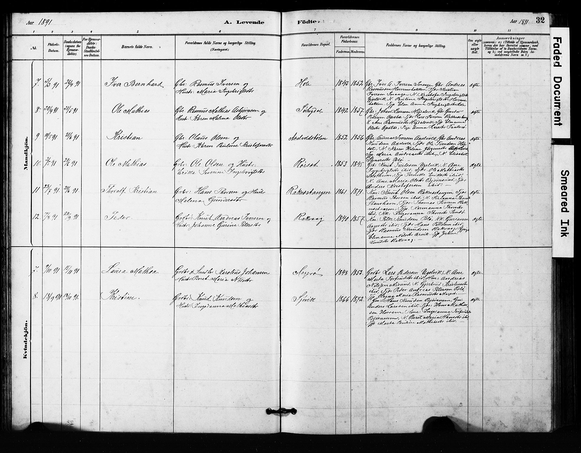 Ministerialprotokoller, klokkerbøker og fødselsregistre - Møre og Romsdal, AV/SAT-A-1454/563/L0737: Parish register (copy) no. 563C01, 1878-1916, p. 32