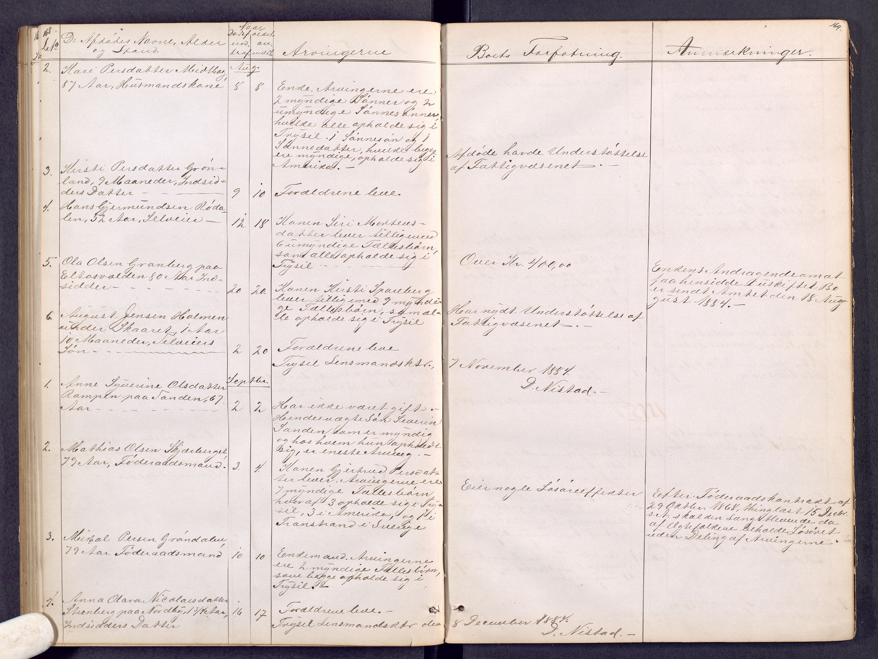 Sør-Østerdal sorenskriveri, SAH/TING-018/J/Jg/L0007: Dødsfallsjournal, 1870-1886, p. 168-169