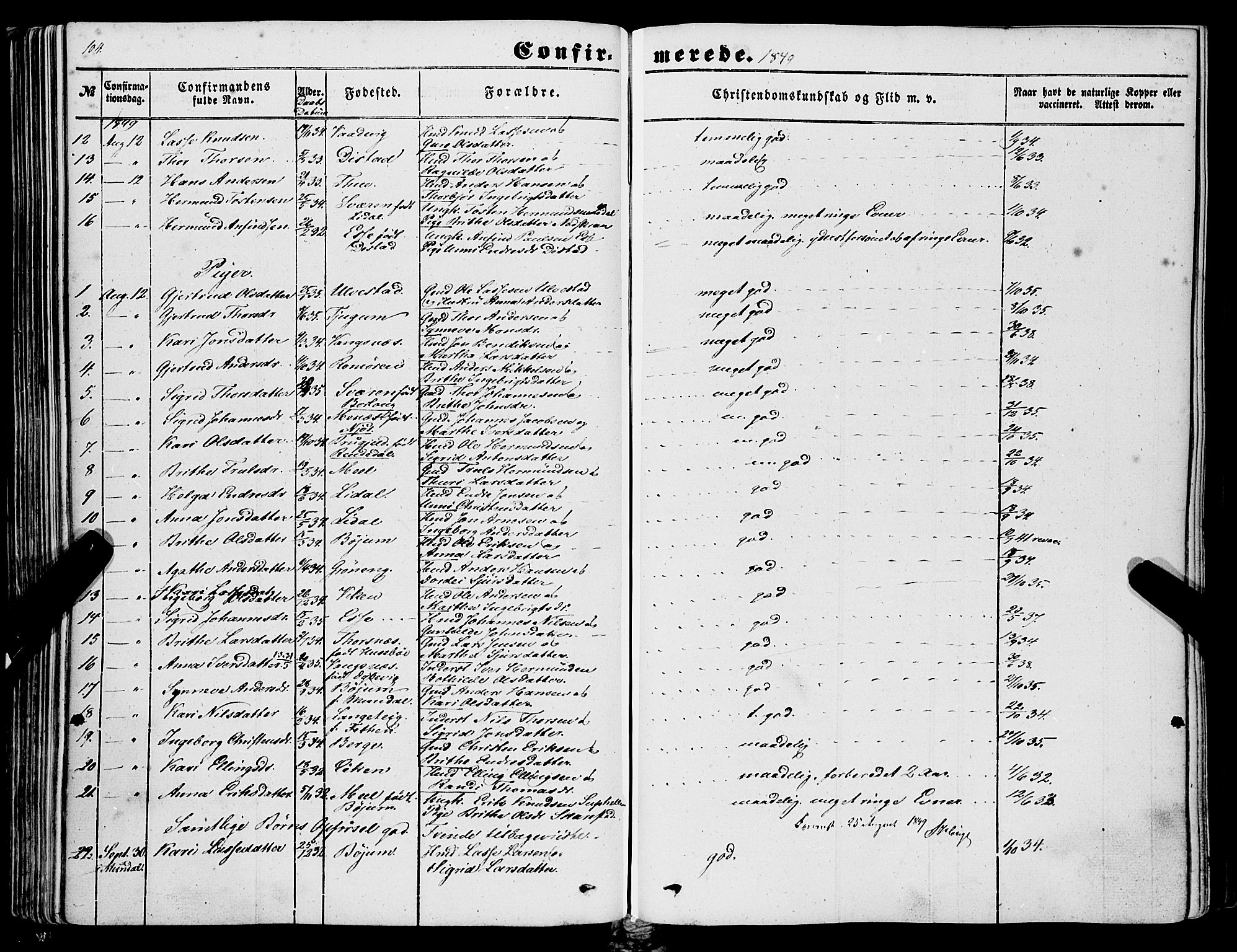 Balestrand sokneprestembete, AV/SAB-A-79601/H/Haa/Haaa/L0002: Parish register (official) no. A 2, 1847-1866, p. 104