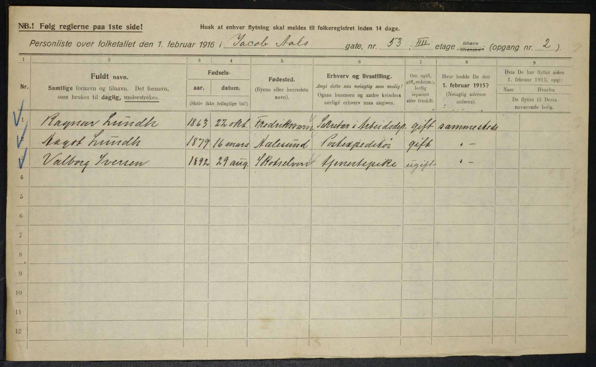 OBA, Municipal Census 1916 for Kristiania, 1916, p. 46524