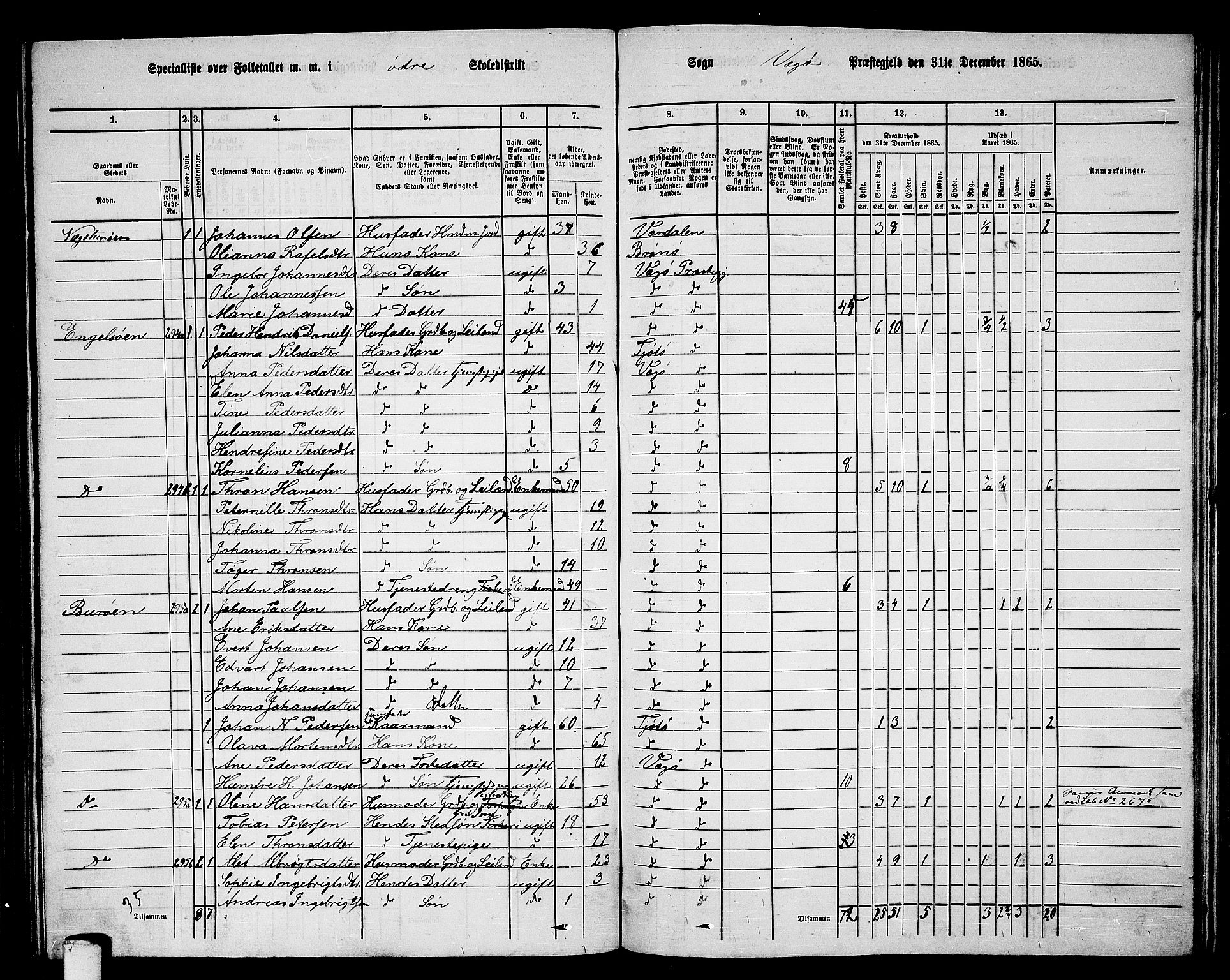 RA, 1865 census for Vega, 1865, p. 28