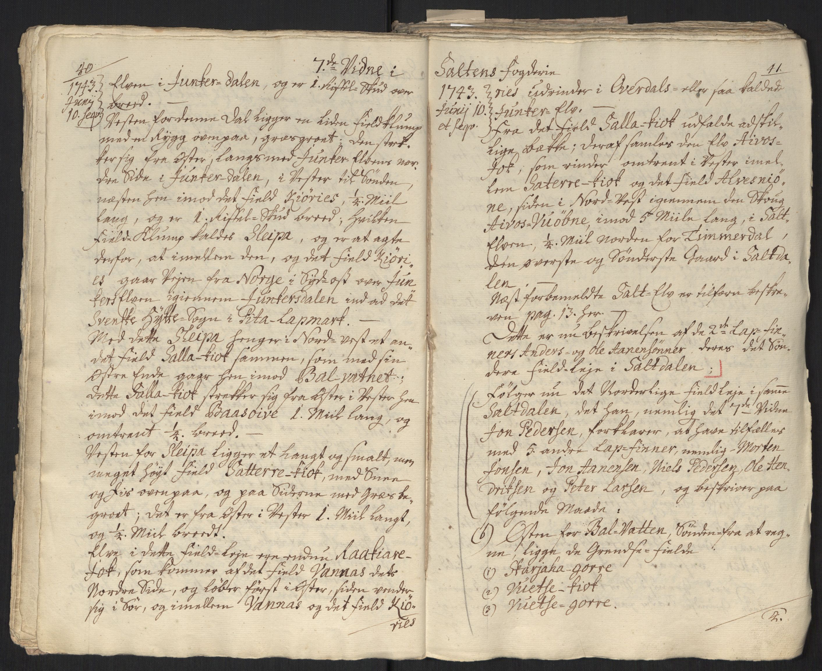 Danske Kanselli, Grensearkivet, AV/RA-EA-4062/F/L0011a/0001: Volum XXIII-XXVIa / Vol. XXIII: Major Schnitlers grenseeksaminasjonsprotokoll, 3. bind, 1743, p. 40-41
