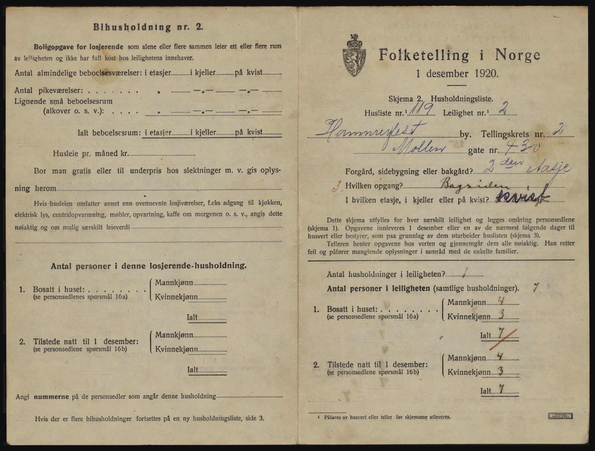 SATØ, 1920 census for Hammerfest, 1920, p. 2252