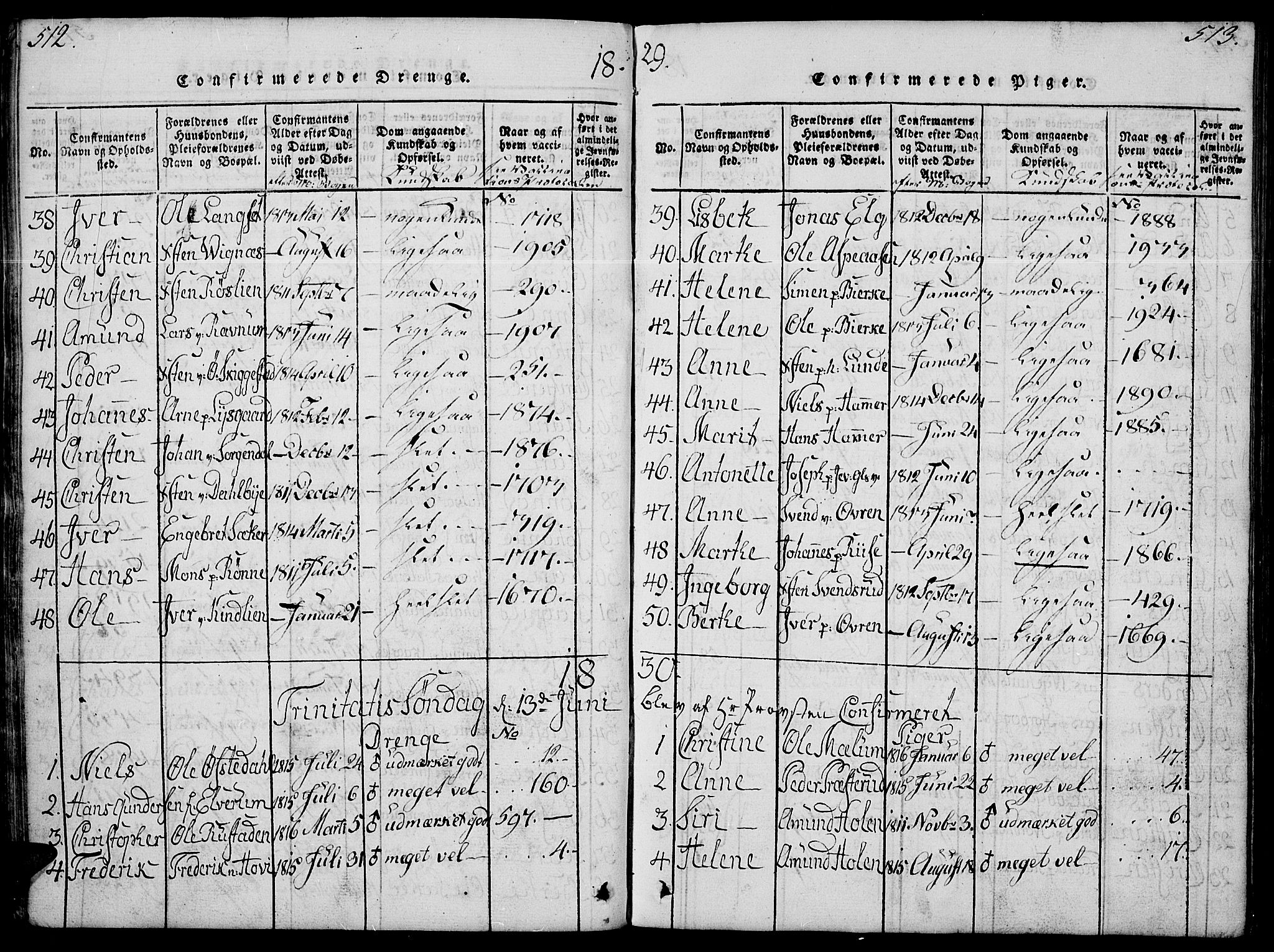Fåberg prestekontor, SAH/PREST-086/H/Ha/Hab/L0004: Parish register (copy) no. 4, 1818-1837, p. 512-513