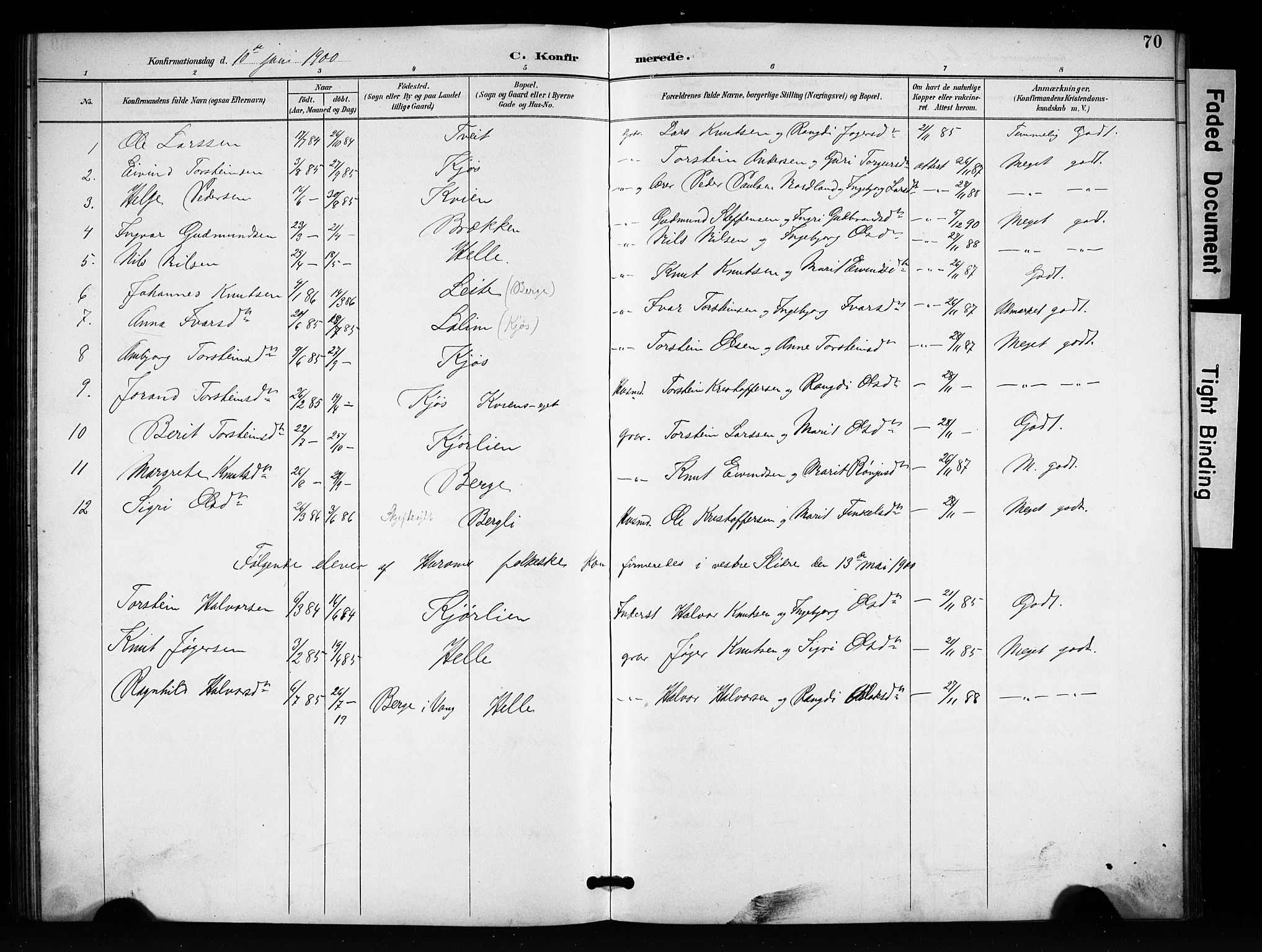 Vang prestekontor, Valdres, SAH/PREST-140/H/Hb/L0007: Parish register (copy) no. 7, 1893-1924, p. 70