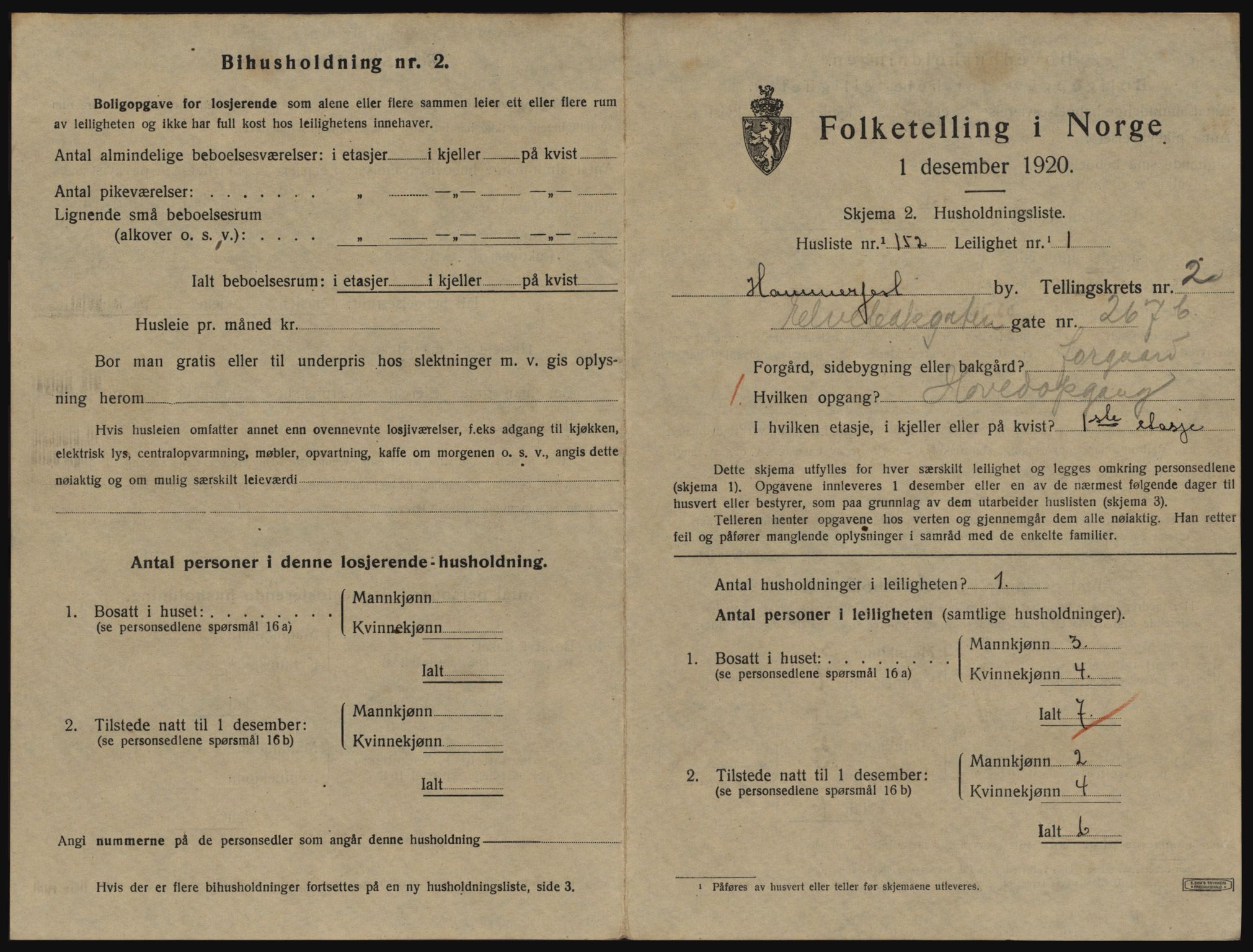 SATØ, 1920 census for Hammerfest, 1920, p. 2382