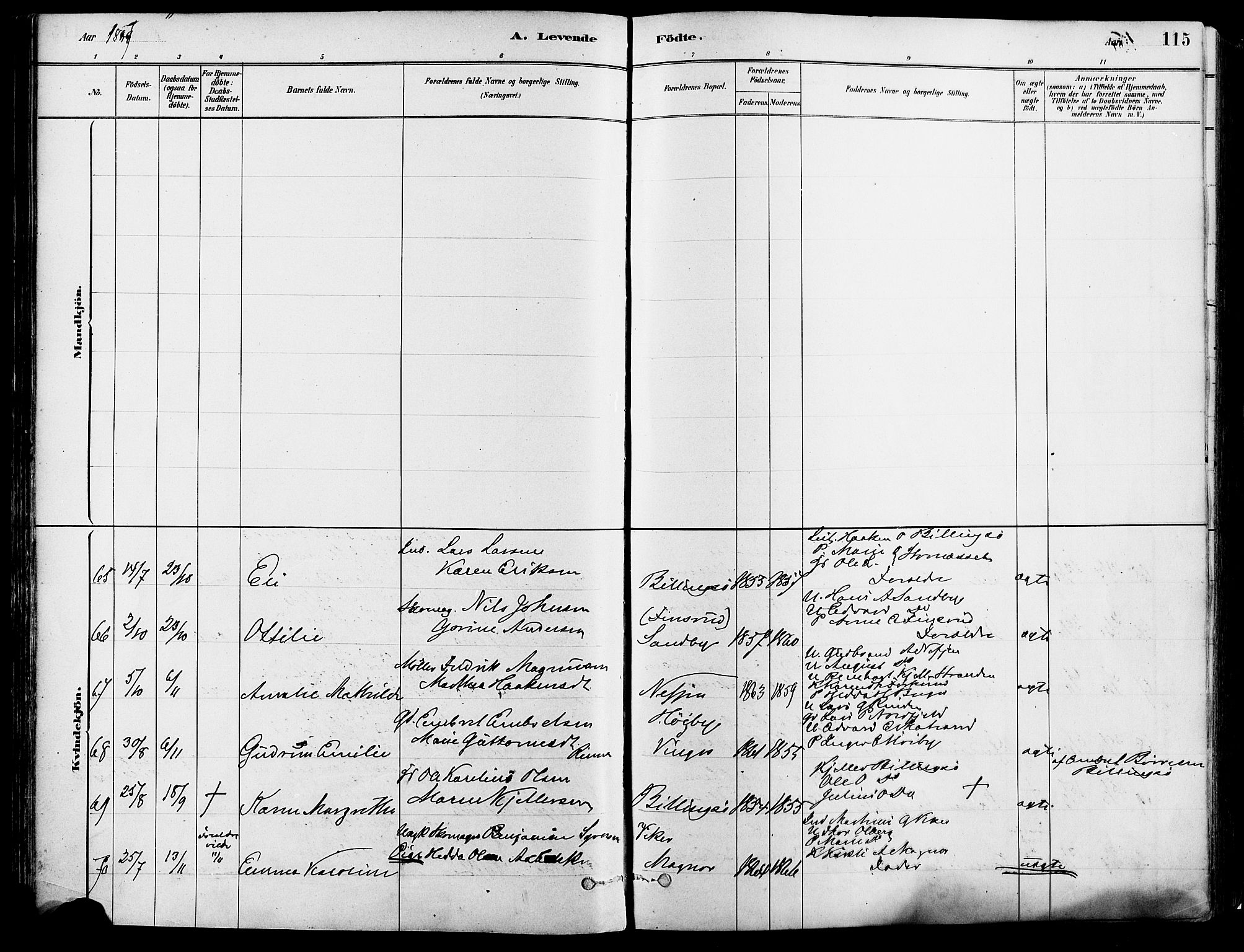 Eidskog prestekontor, SAH/PREST-026/H/Ha/Haa/L0003: Parish register (official) no. 3, 1879-1892, p. 115