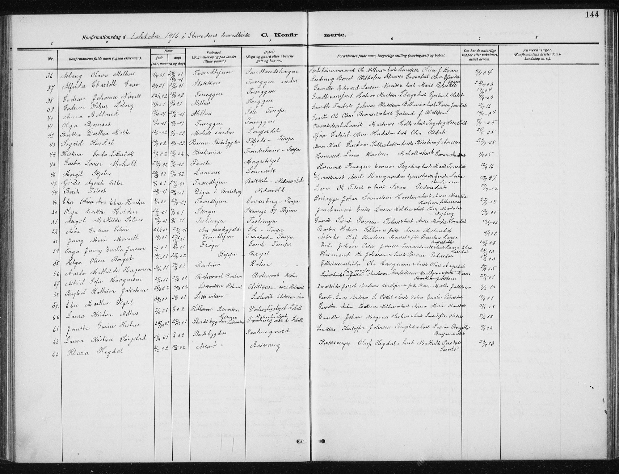 Ministerialprotokoller, klokkerbøker og fødselsregistre - Sør-Trøndelag, SAT/A-1456/606/L0314: Parish register (copy) no. 606C10, 1911-1937, p. 144