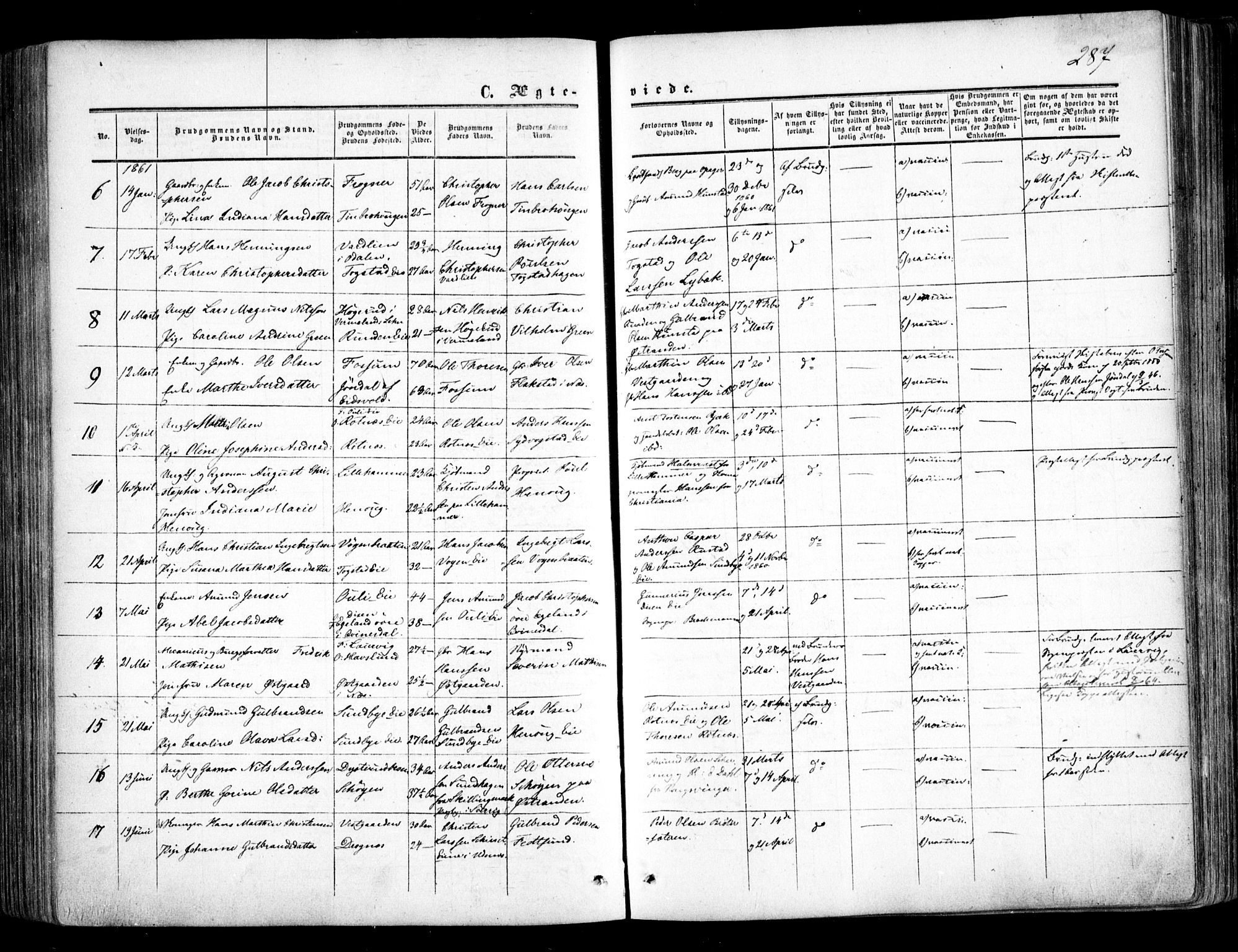 Nes prestekontor Kirkebøker, SAO/A-10410/F/Fa/L0008: Parish register (official) no. I 8, 1859-1874, p. 287