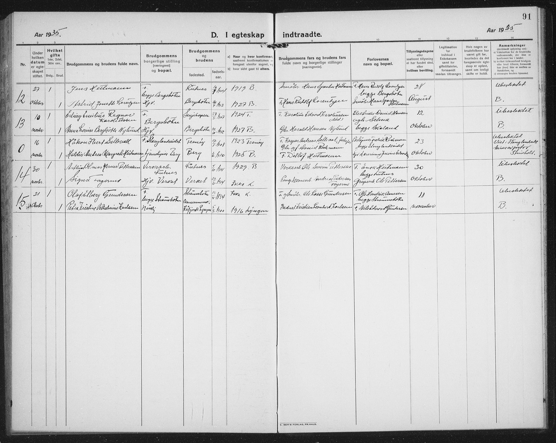 Berg sokneprestkontor, AV/SATØ-S-1318/G/Ga/Gab/L0007klokker: Parish register (copy) no. 7, 1922-1936, p. 91